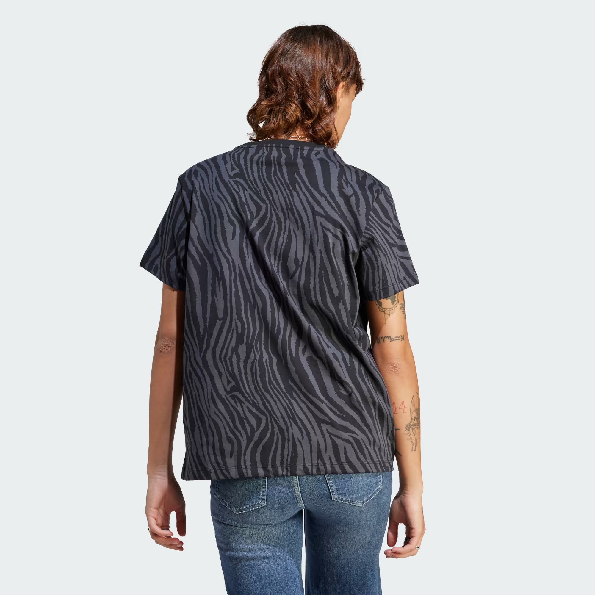 Adidas Allover Zebra Animal Print Essentials Tee - Women
