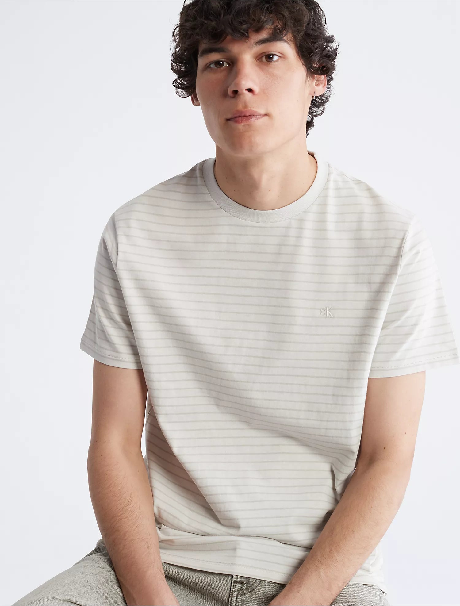 Calvin Klein Smooth Cotton Mini StripeCrewneck T-Shirt - Men