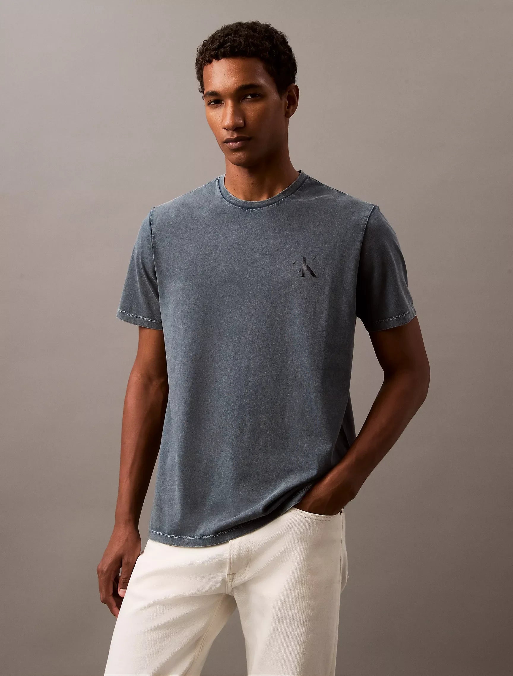 Calvin Klein Acid Wash Monogram Logo Classic T-Shirt Men