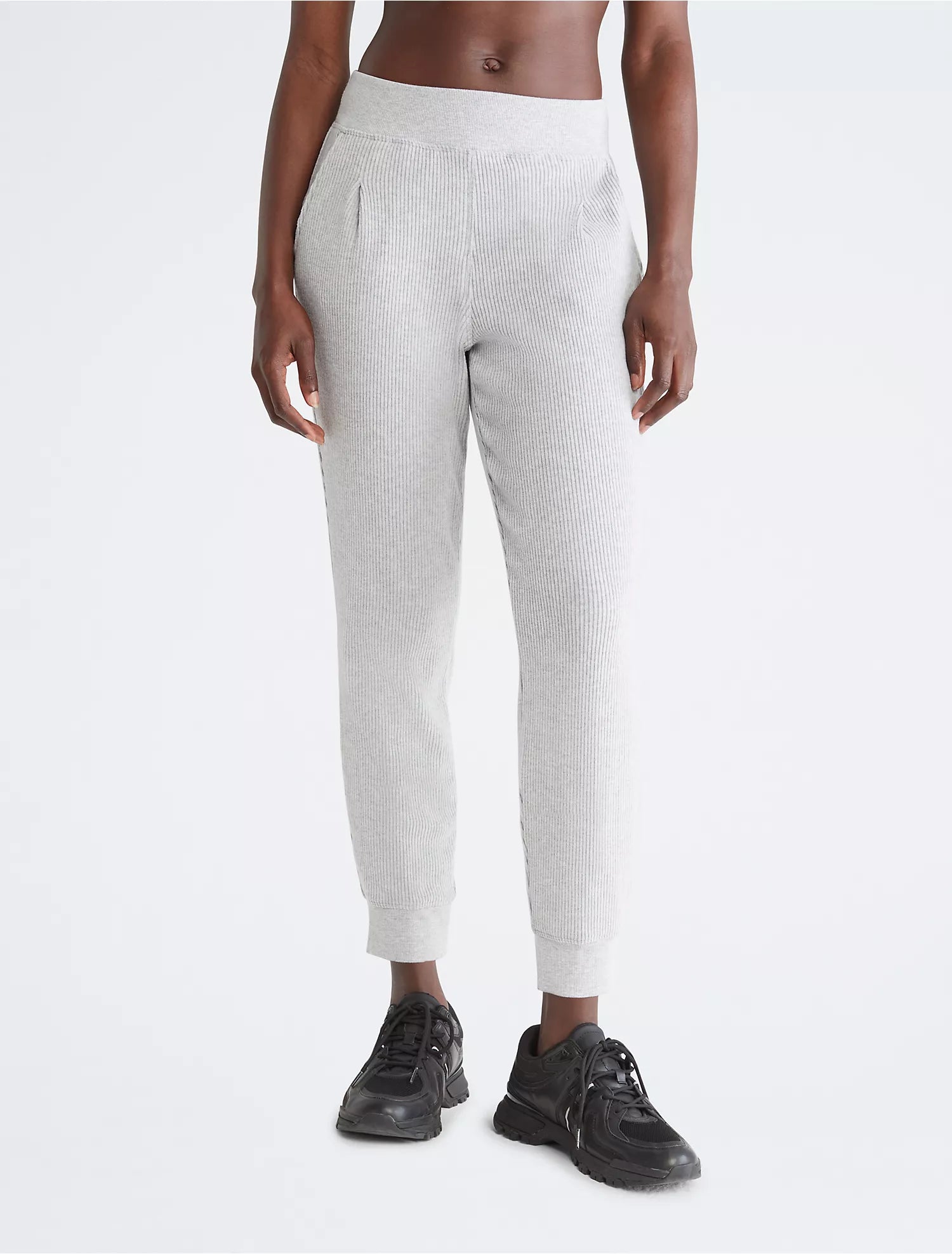 Calvin Klein Performance Ribbed High Waist Pleated Joggers - Women