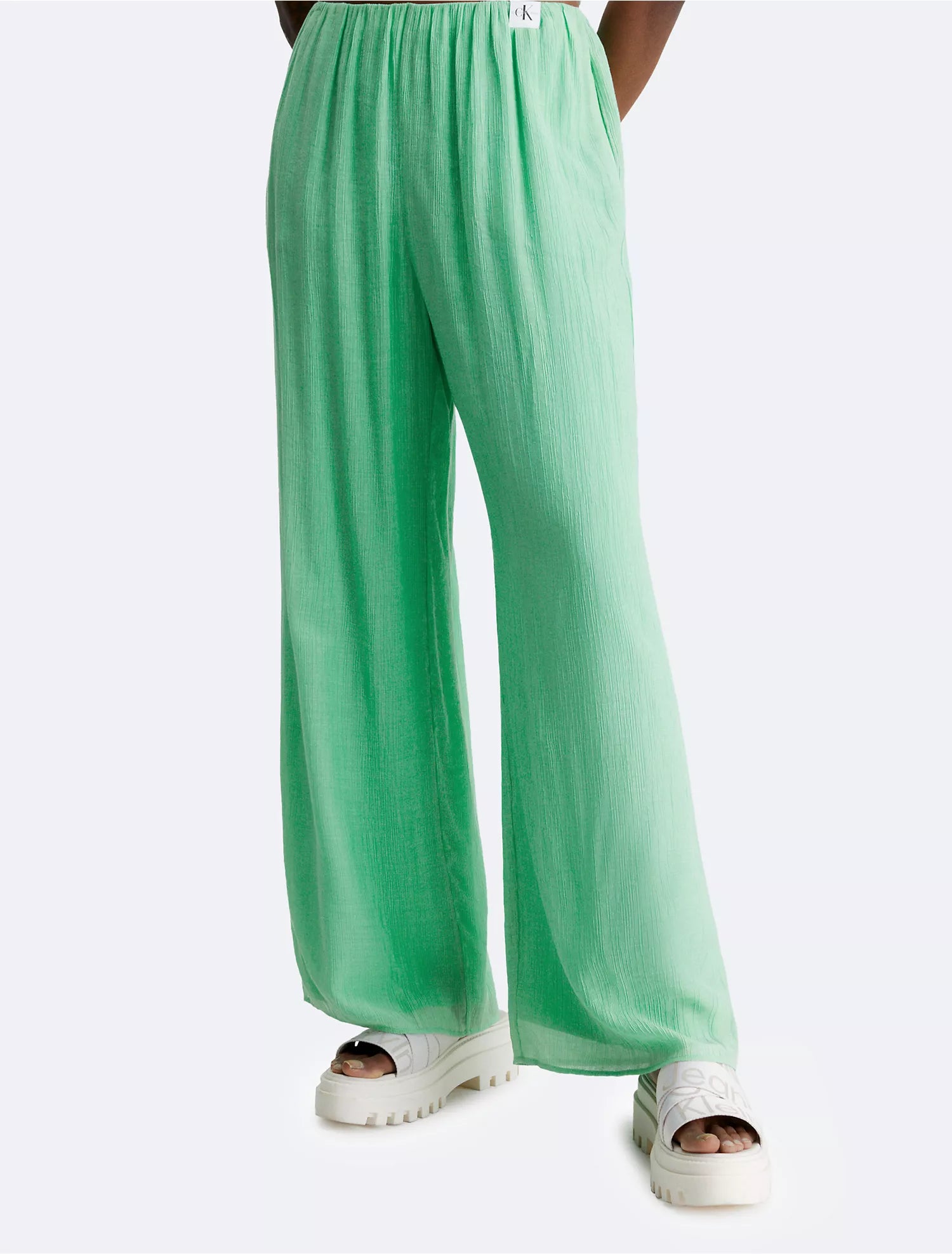 Calvin Klein Crinkle High Waist Straight Fit Pants - Women