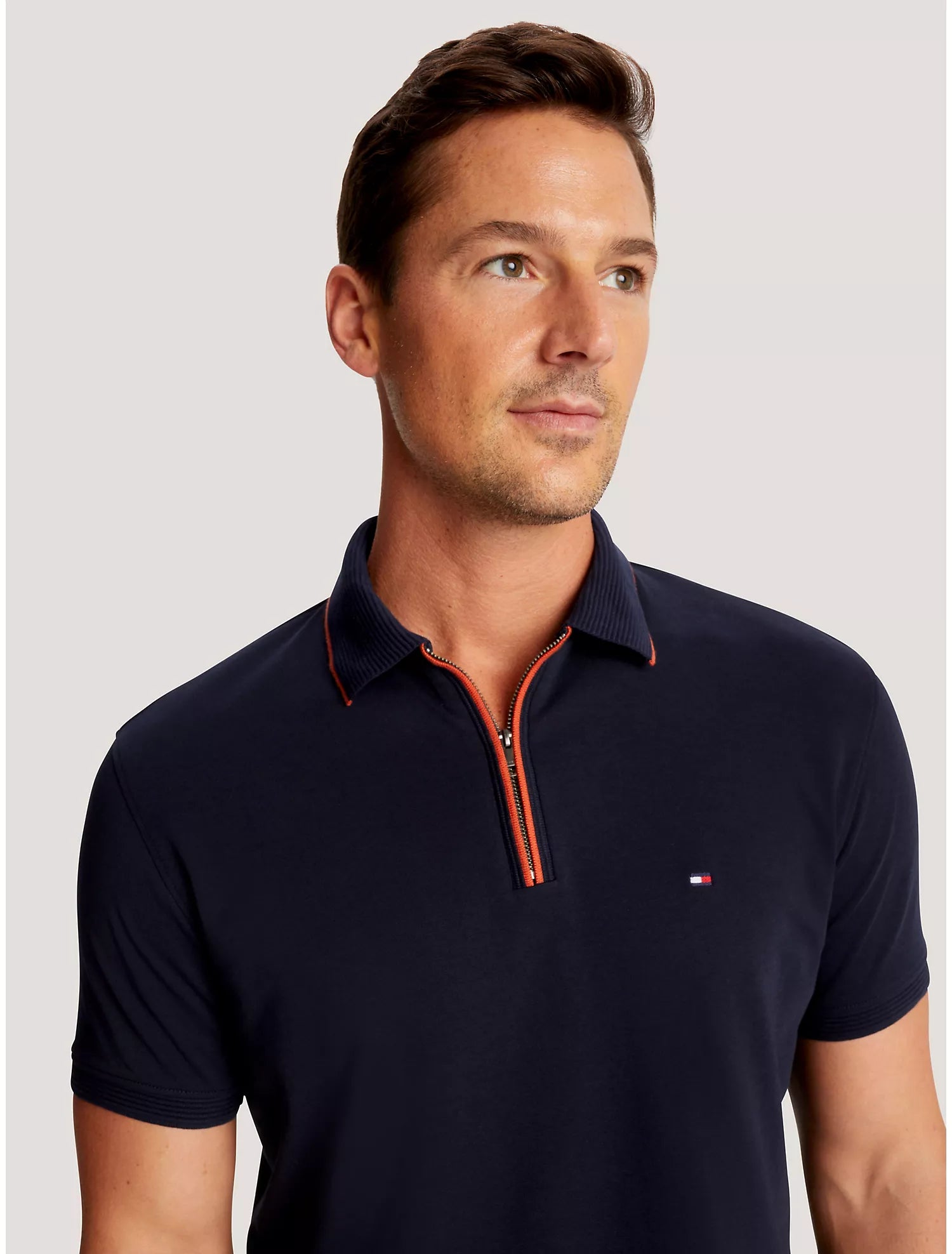 Tommy Hilfiger Regular Fit Interlock Zip Polo - Men