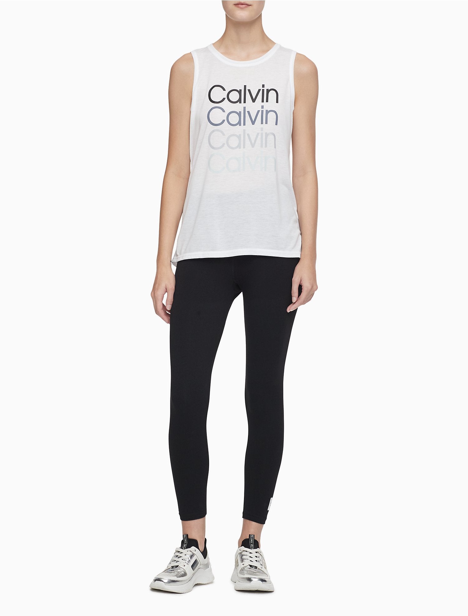 Calvin Klein Performance Logo Patch High Waist Full Length Leggings 