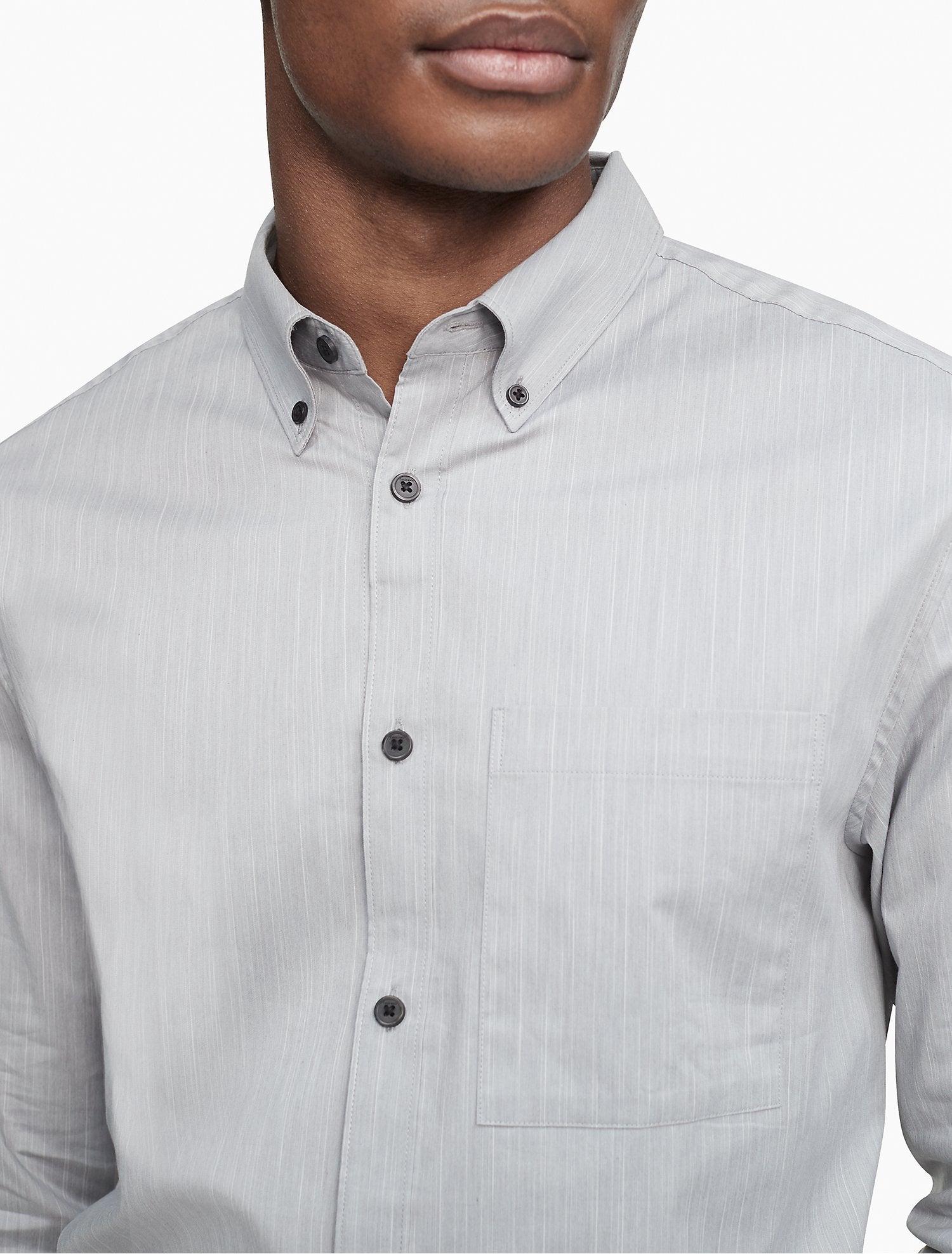 Calvin Klein Slim Fit Stretch Cotton Slub Shirt - Men