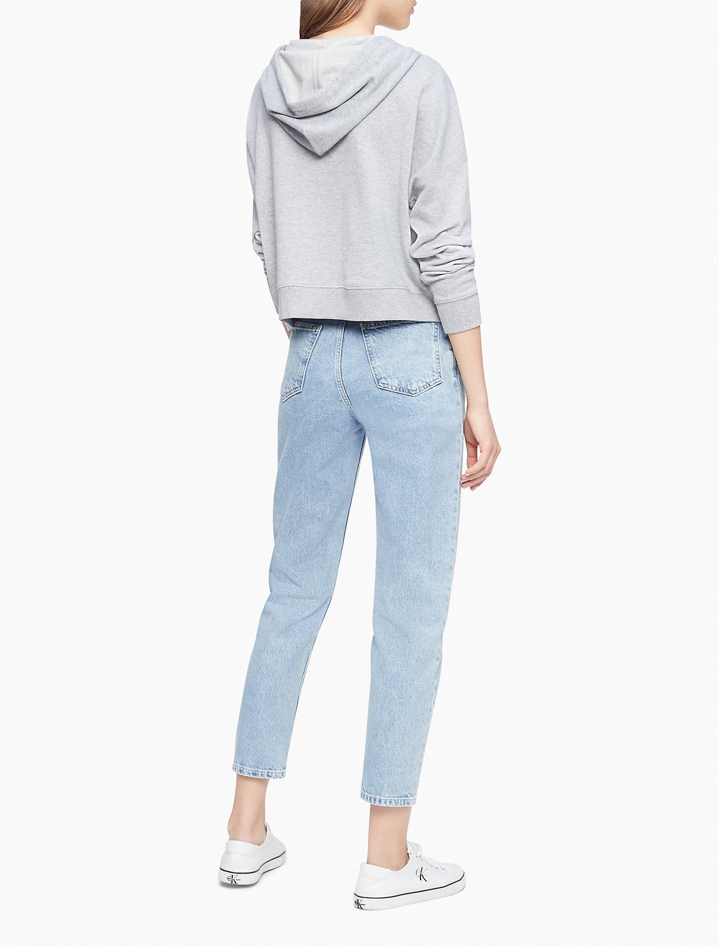 Calvin Klein Micro Monogram Logo Cropped Hoodie - Women