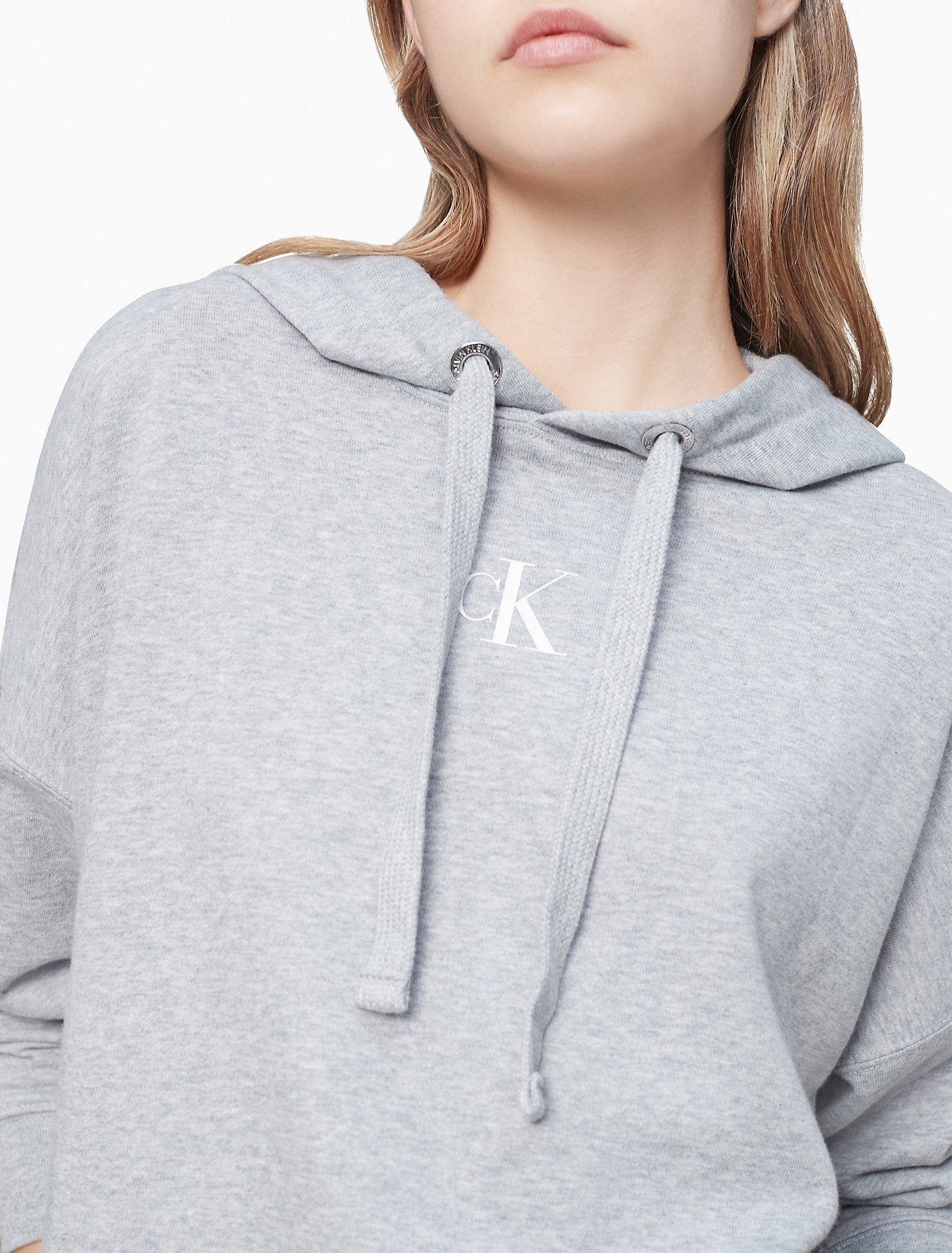 Calvin Klein Micro Monogram Logo Cropped Hoodie - Women