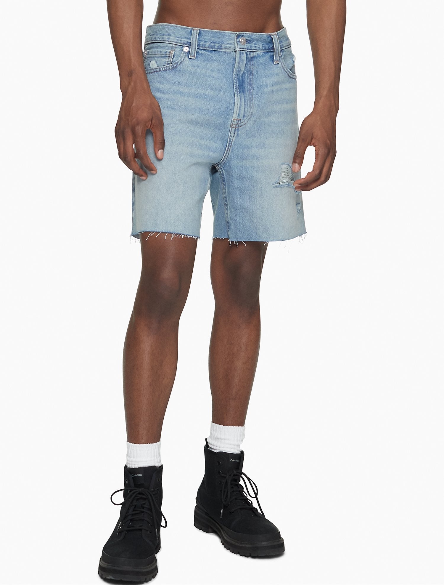 Calvin Klein Classic Fit Blake Distressed Cut-Off Jean Shorts
