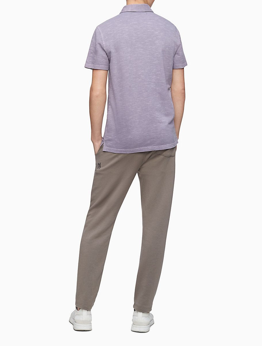 Calvin Klein Monogram Logo Slub Polo Shirt - Men