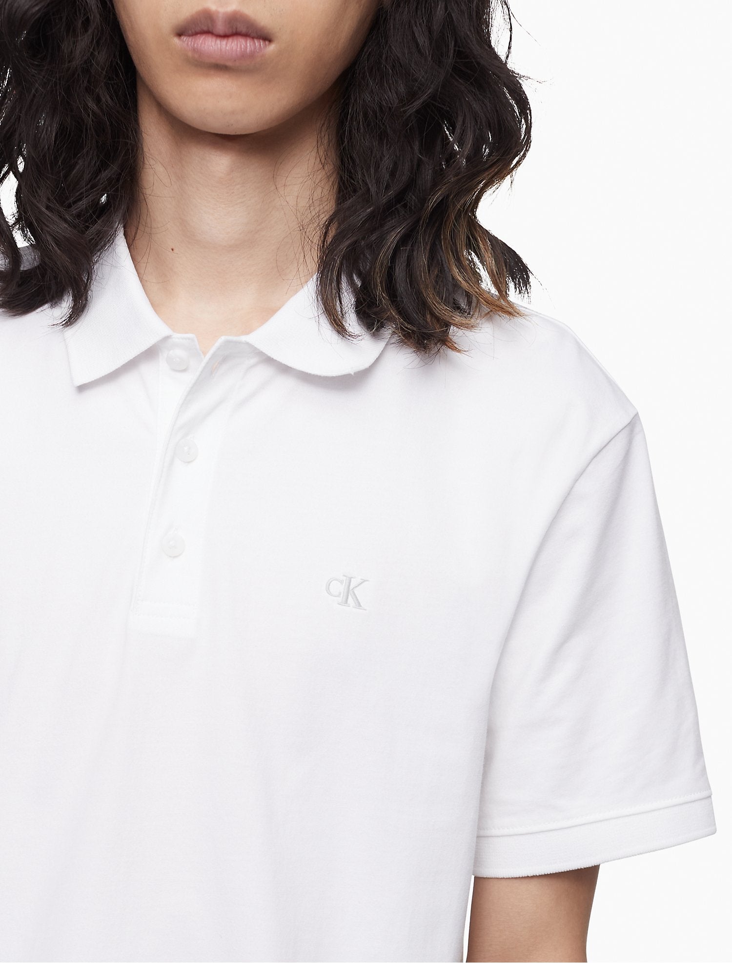 Calvin Klein Smooth Cotton Monogram Logo Polo Shirt - Men