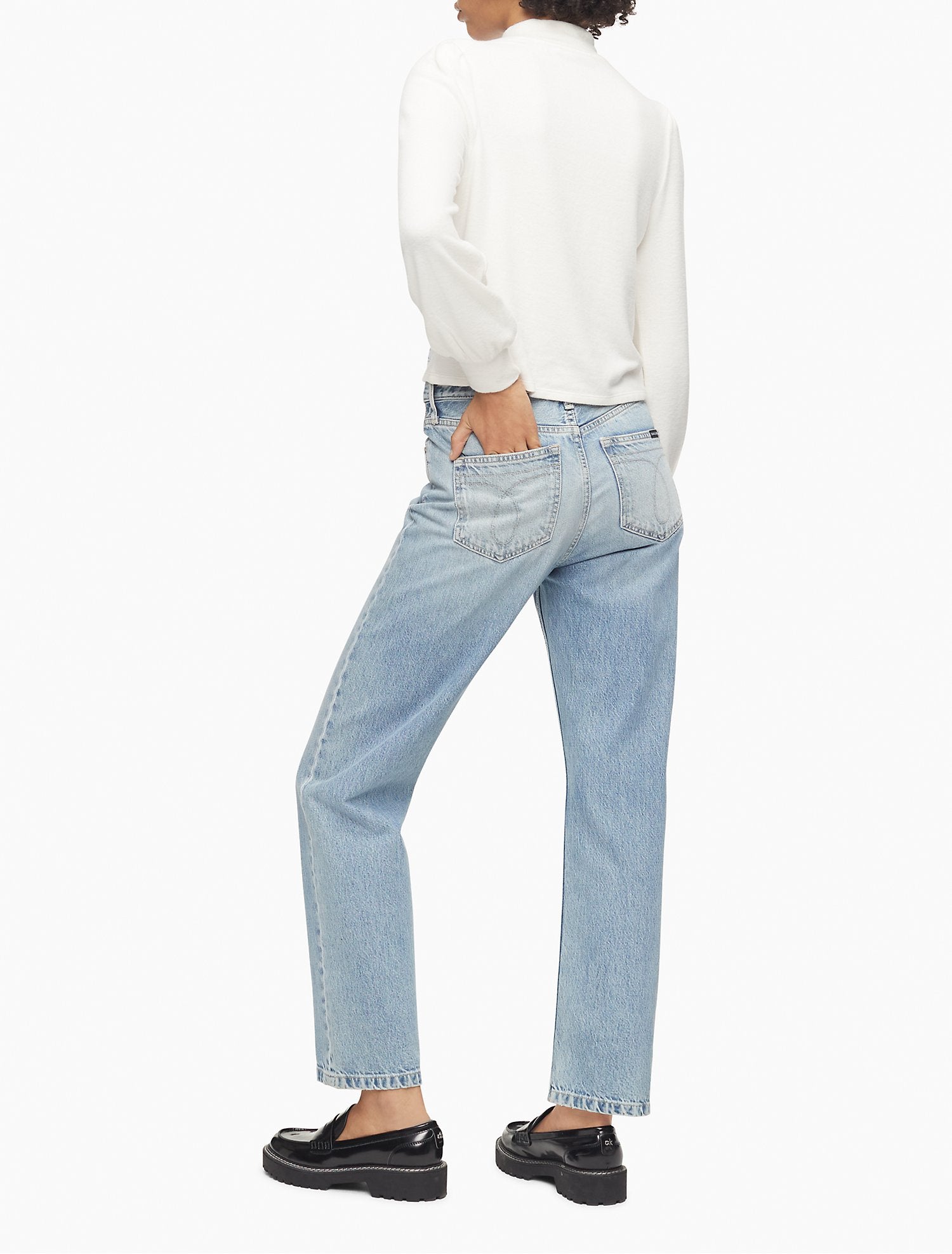 Calvin Klein Mock Neck Blouson Sleeve Sweater - Women