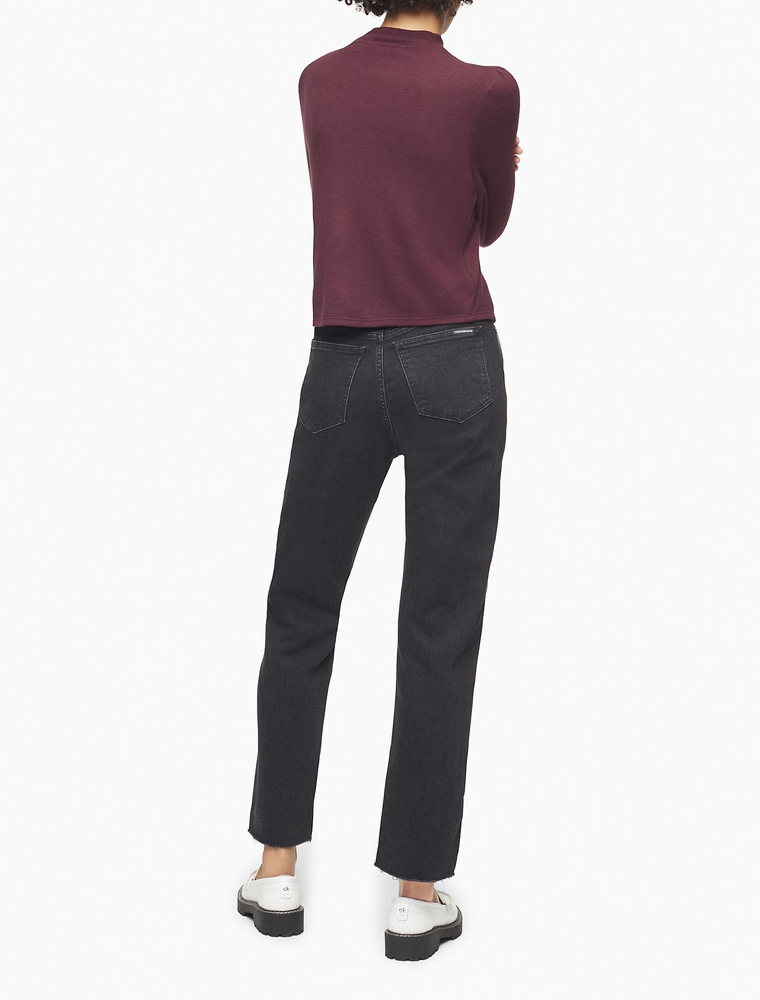 Calvin Klein Mock Neck Blouson Sleeve Sweater - Women