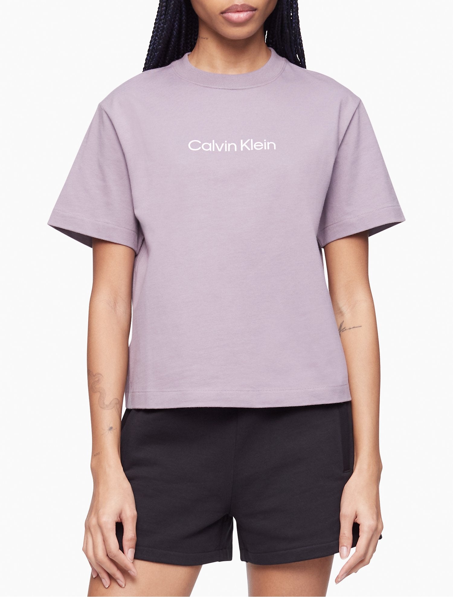 - Standard Fit T-Shirt Klein Logo Calvin Crewneck Women Relaxed