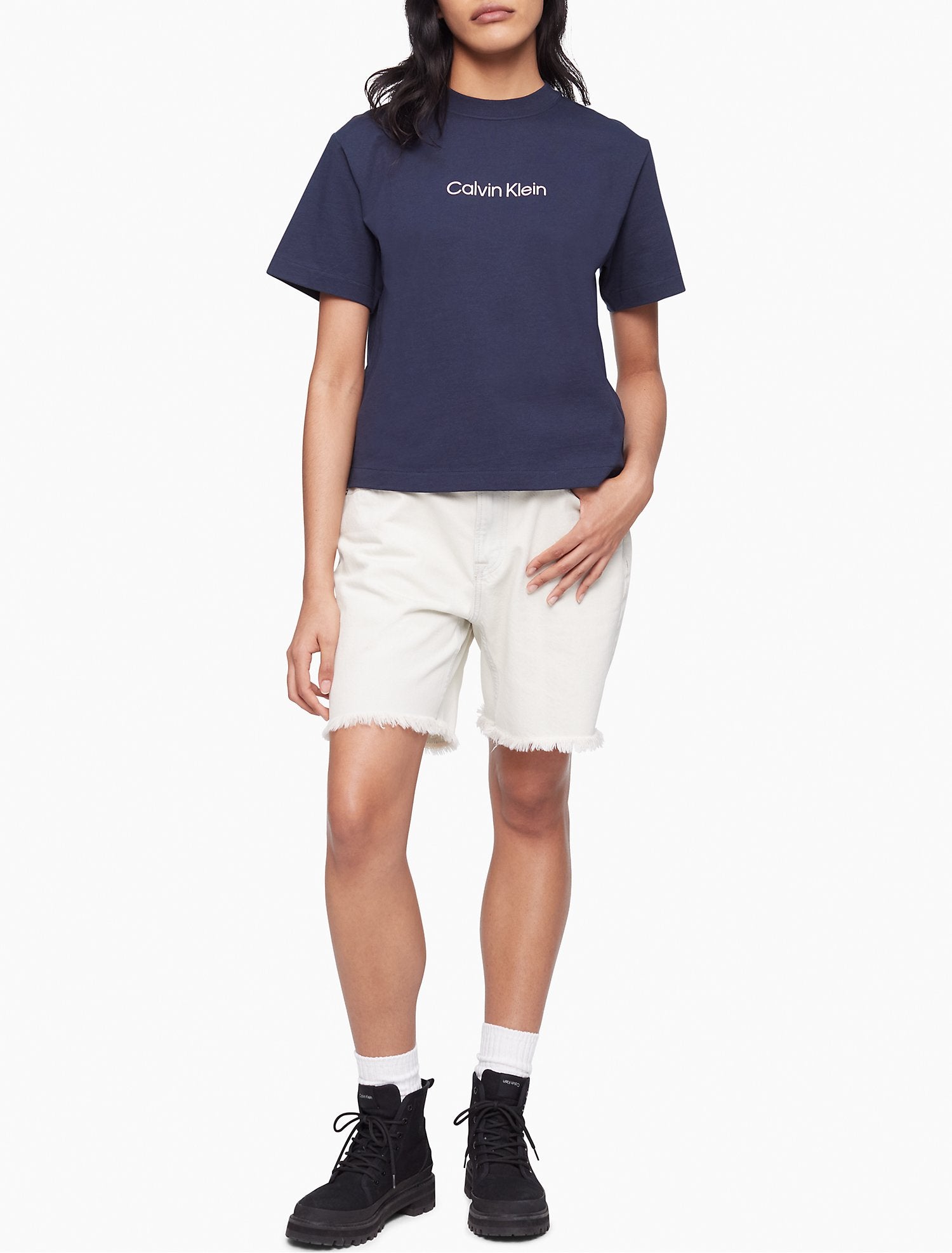 Calvin Klein Relaxed Fit Standard Logo Crewneck T-Shirt - Women