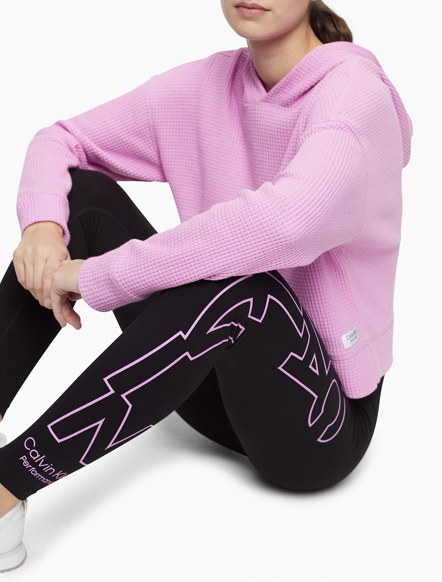 Calvin Klein Performance Waffle Knit Cropped Hoodie - Women