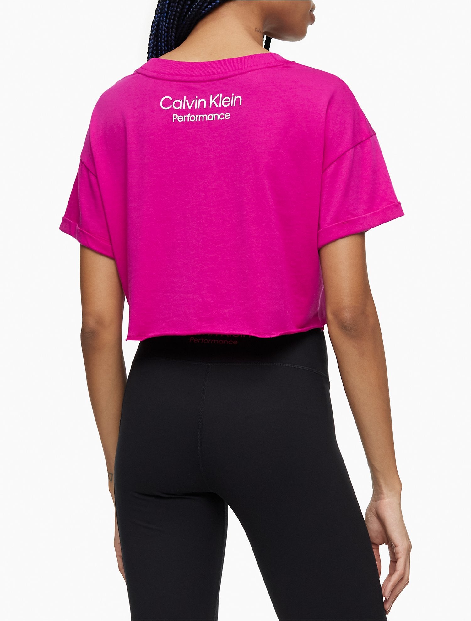 Calvin Klein Performance Logo Rolled Cuff Crop T-Shirt - Women