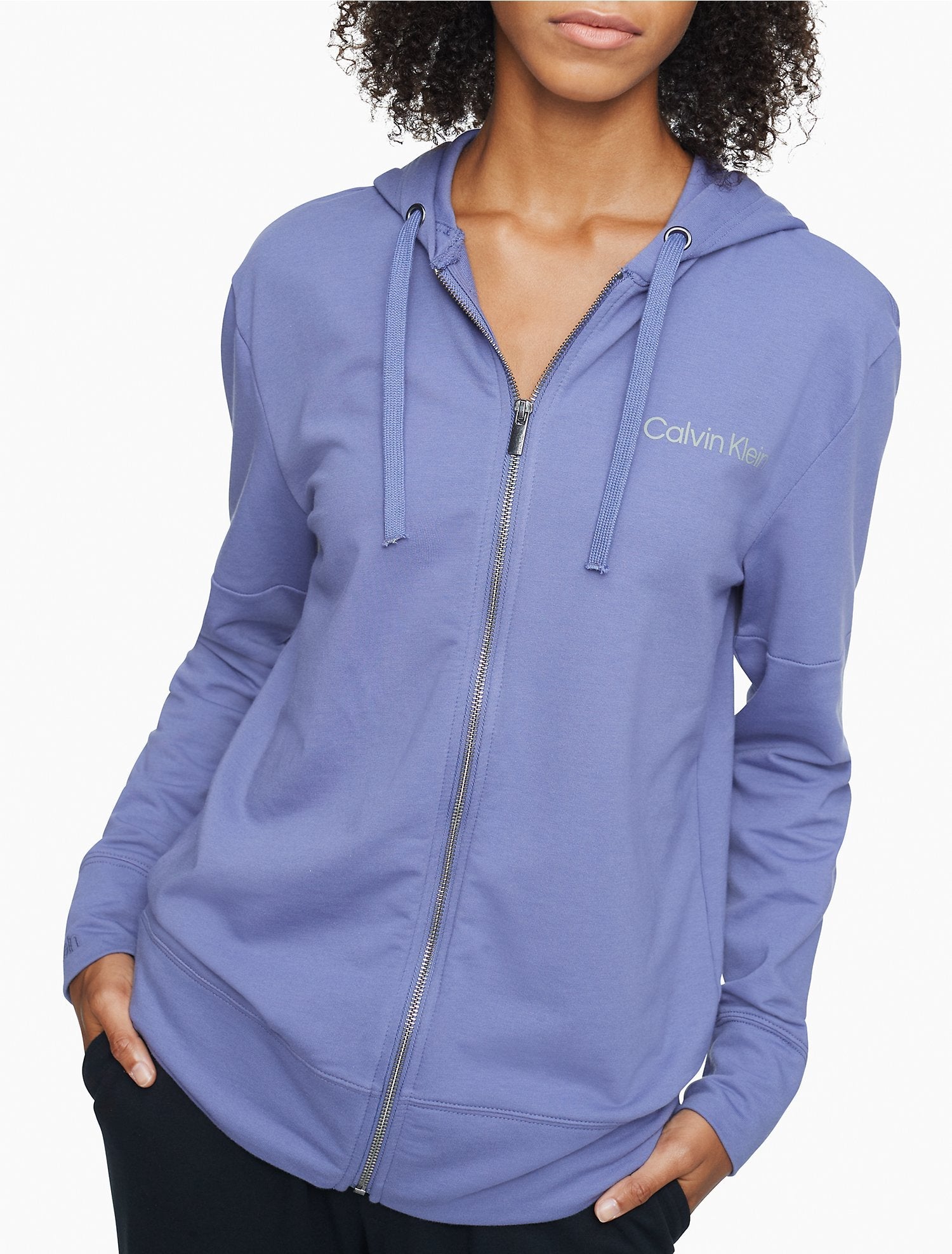 Calvin klein zip hot sale logo hoody ladies