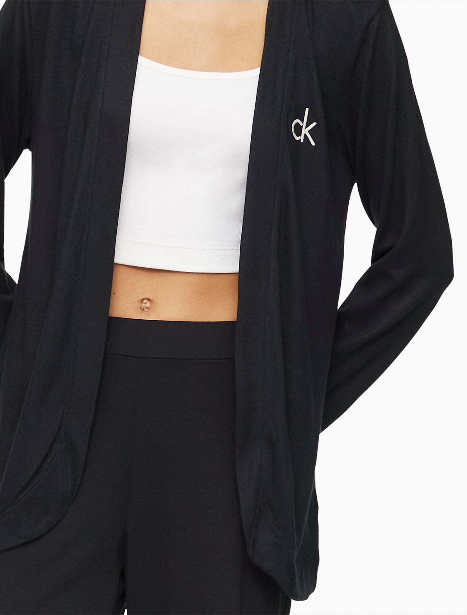 Calvin Klein Aurora Comfort CK Logo Open Front Cardigan - Women