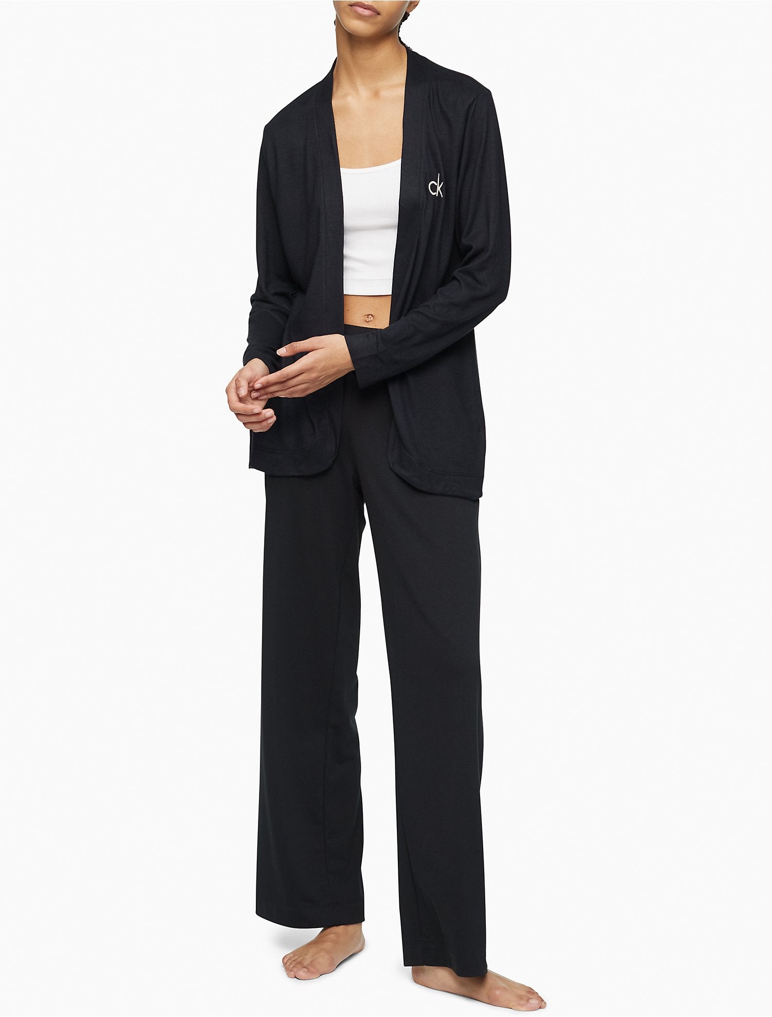 Calvin Klein Aurora Comfort CK Logo Open Front Cardigan - Women