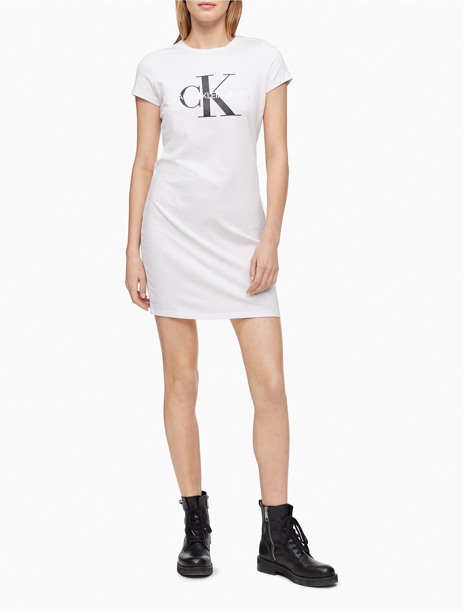 Calvin Klein Monogram Logo Crewneck T-Shirt Dress - Women oshoplin.com Calvin Klein Monogram Logo Crewneck T-Shirt Dress - Women oshoplin.com