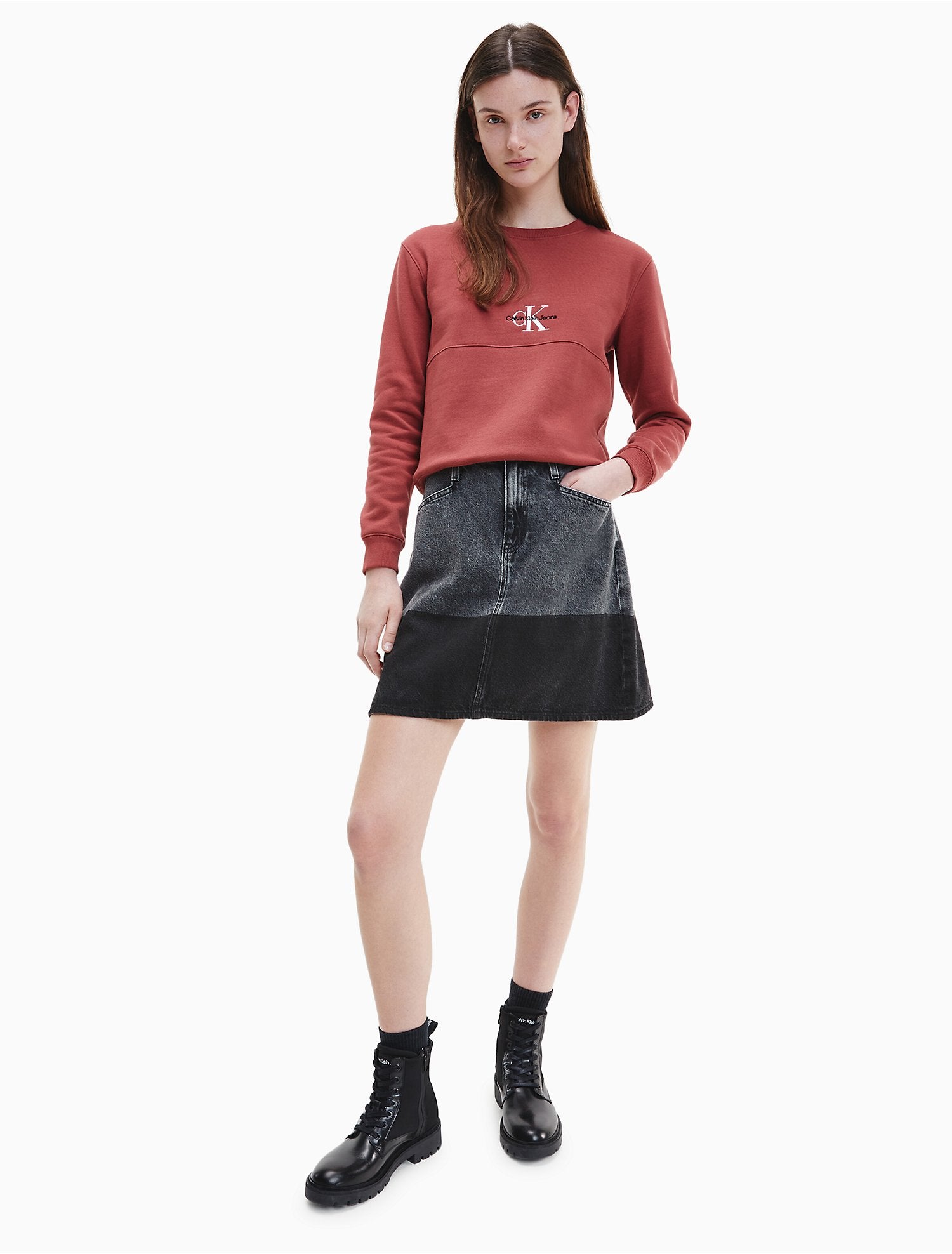 Calvin Klein Monogram Logo Seamed Sweatshirt - Women