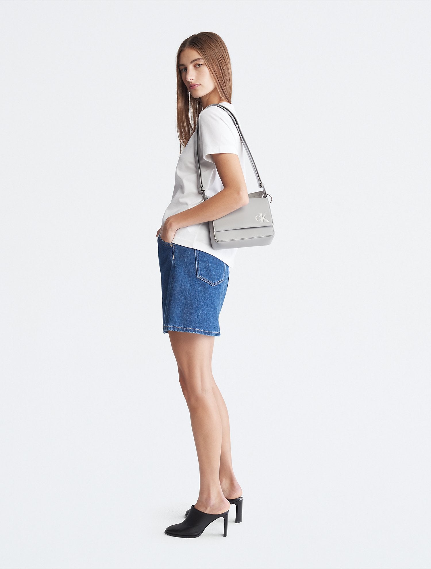 Calvin Klein Sculpted Monogram Top Handle Shoulder Bag - Women