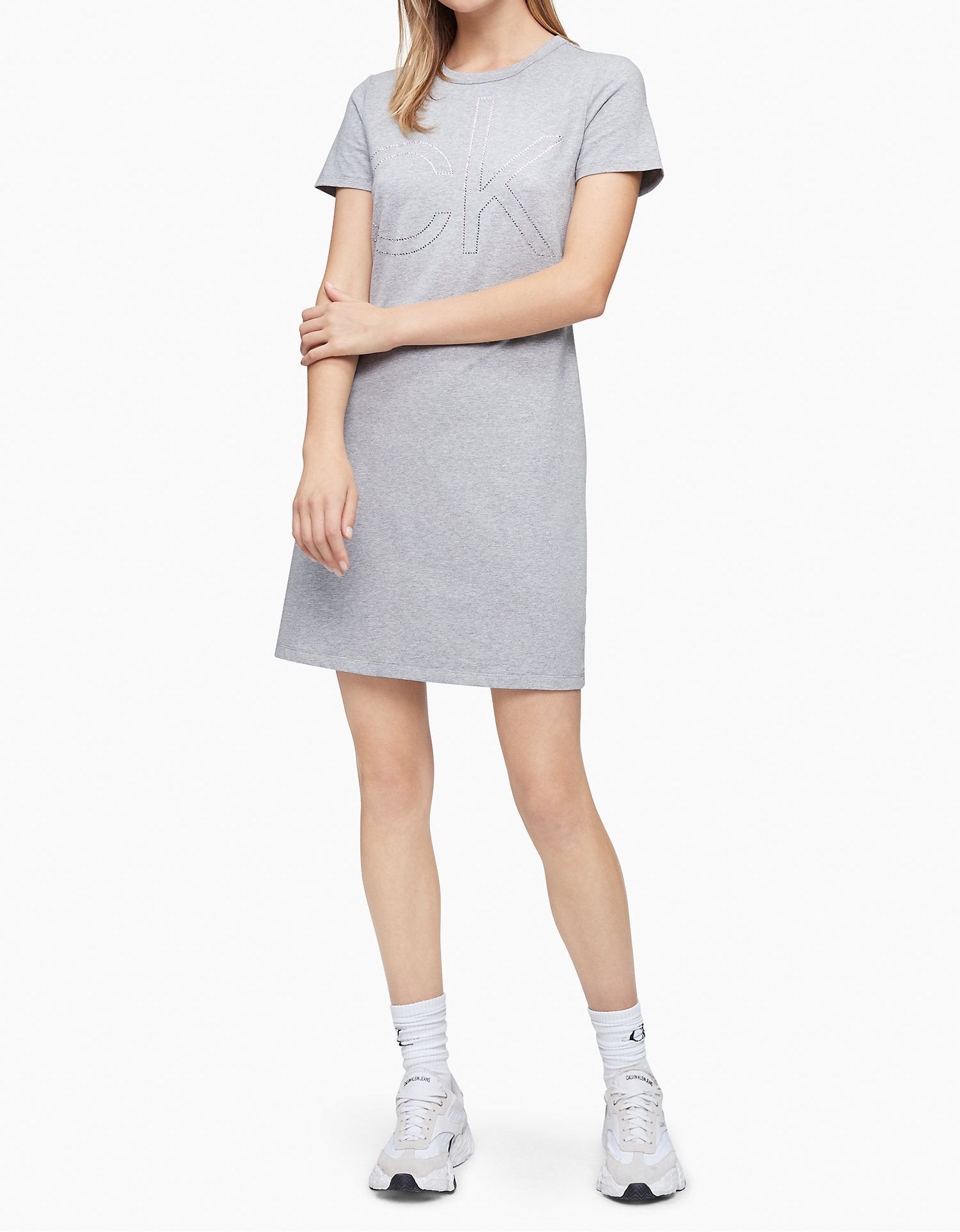 calvin klein women's short sleeve logo t-shirt dress Calvin Klein Women's Short Sleeve Logo T-Shirt Dress at Amazon Women's Clothing store
