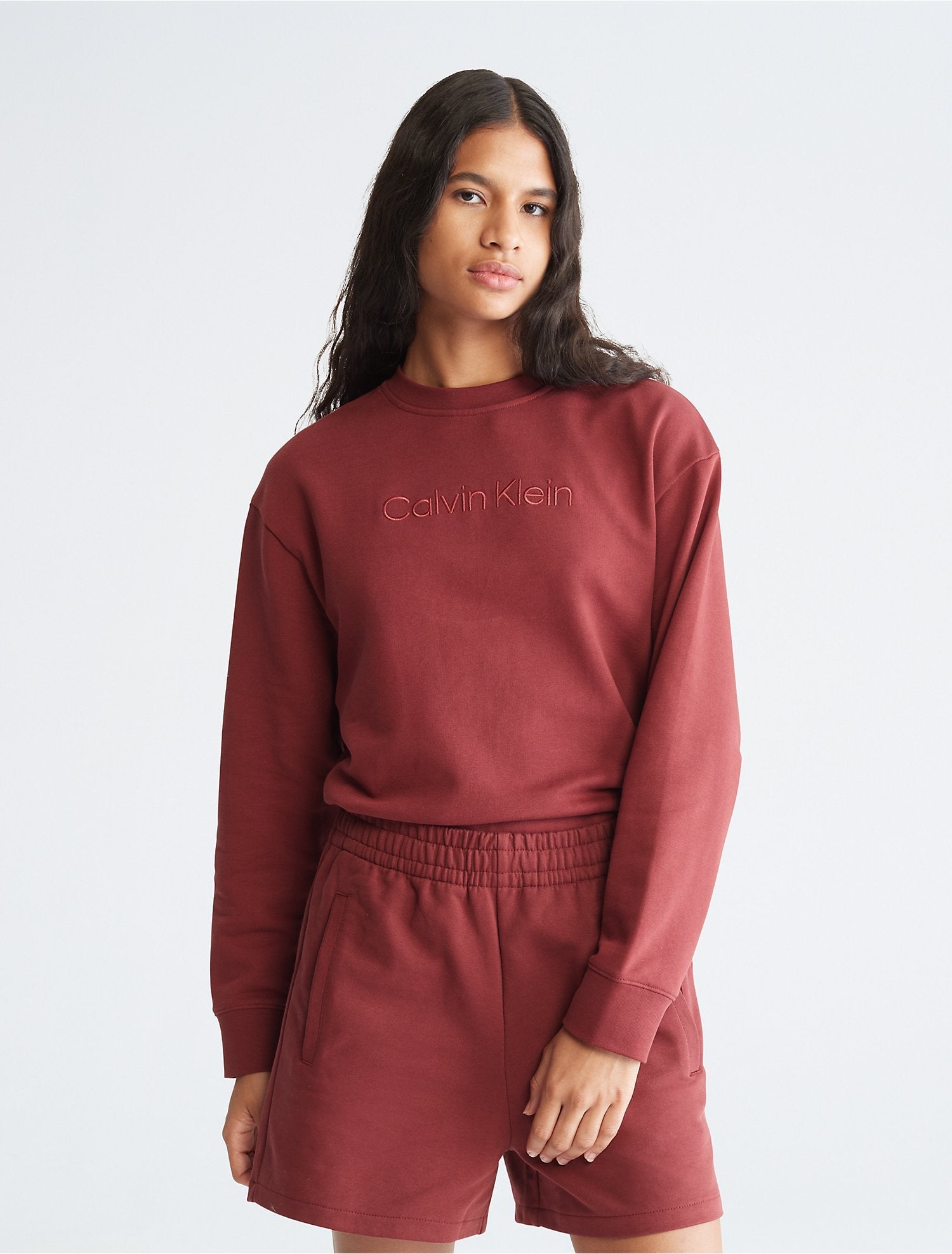 Calvin Klein Relaxed Fit Standard Logo Crewneck Sweatshirt - Women