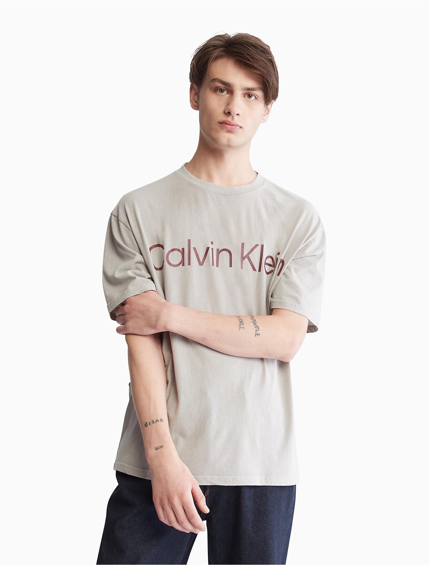 Calvin Klein Naturals Relaxed Fit Tea Dye Logo TShirt - Men