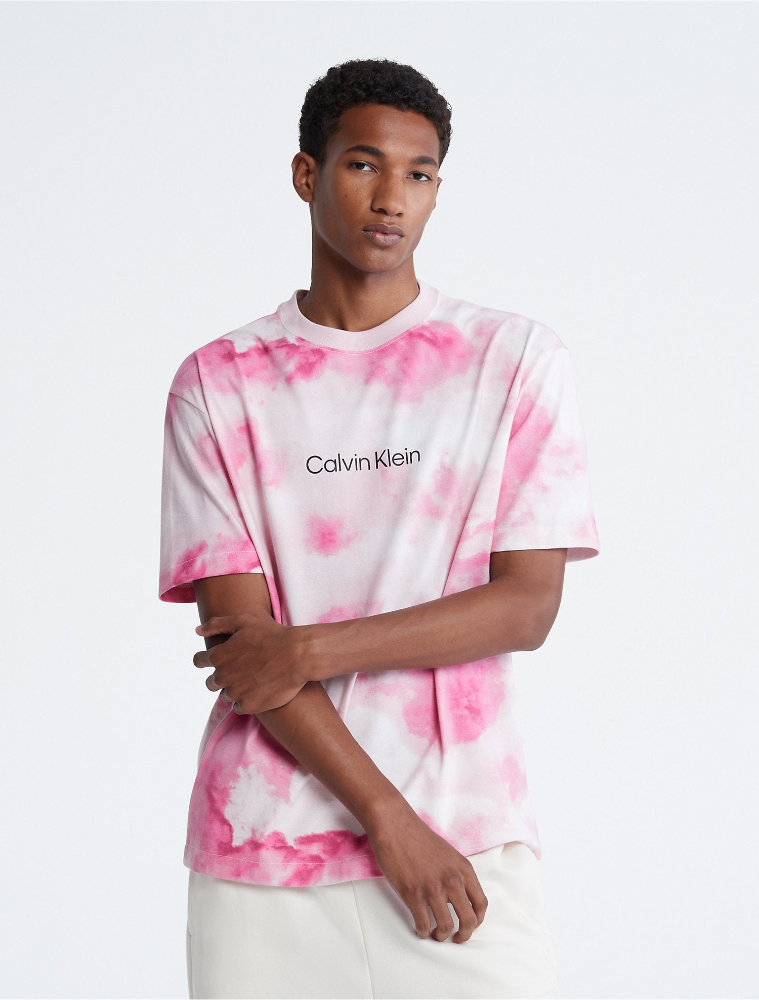 Calvin Klein Performance Women's Stacked Flocking Logo-print Cotton T-shirt  In Diva Pink