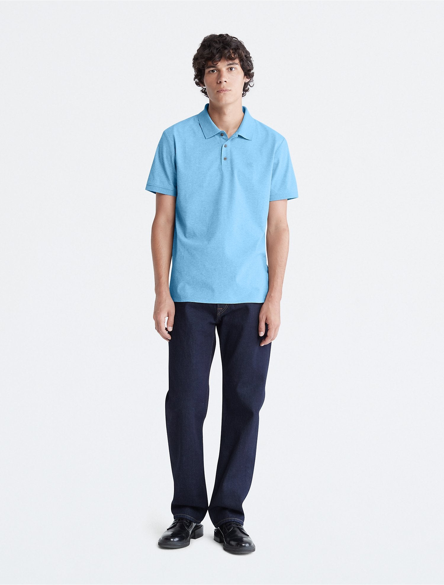 Calvin Klein Smooth Cotton Monogram Logo Polo Shirt - Men