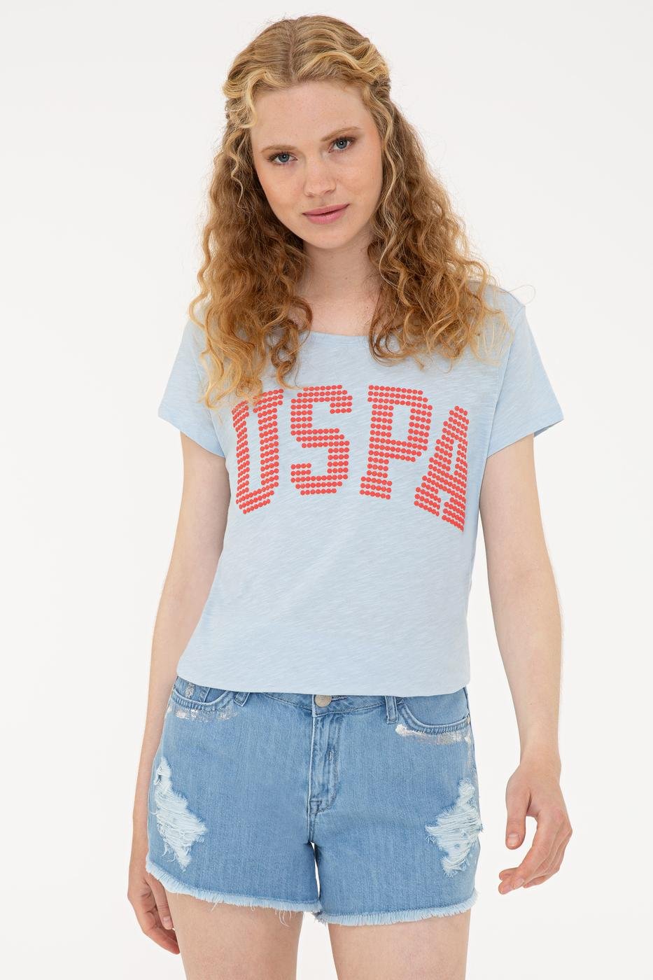 US Polo Assn. Women T-Shirts Baby Blue- Oshoplin
