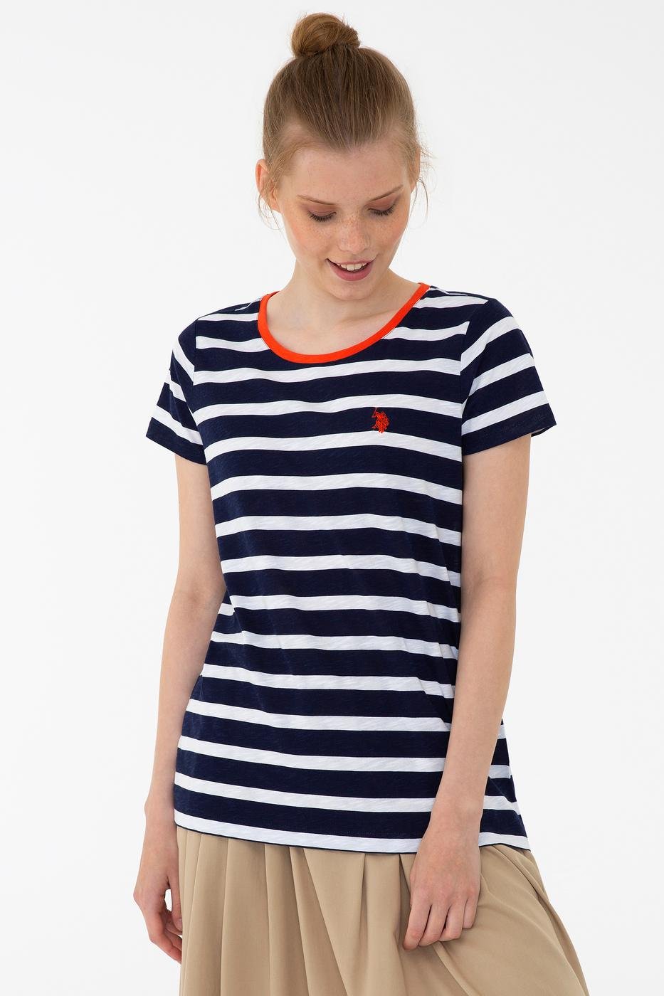 US Polo Assn. Women T-Shirts White Navy- Oshoplin