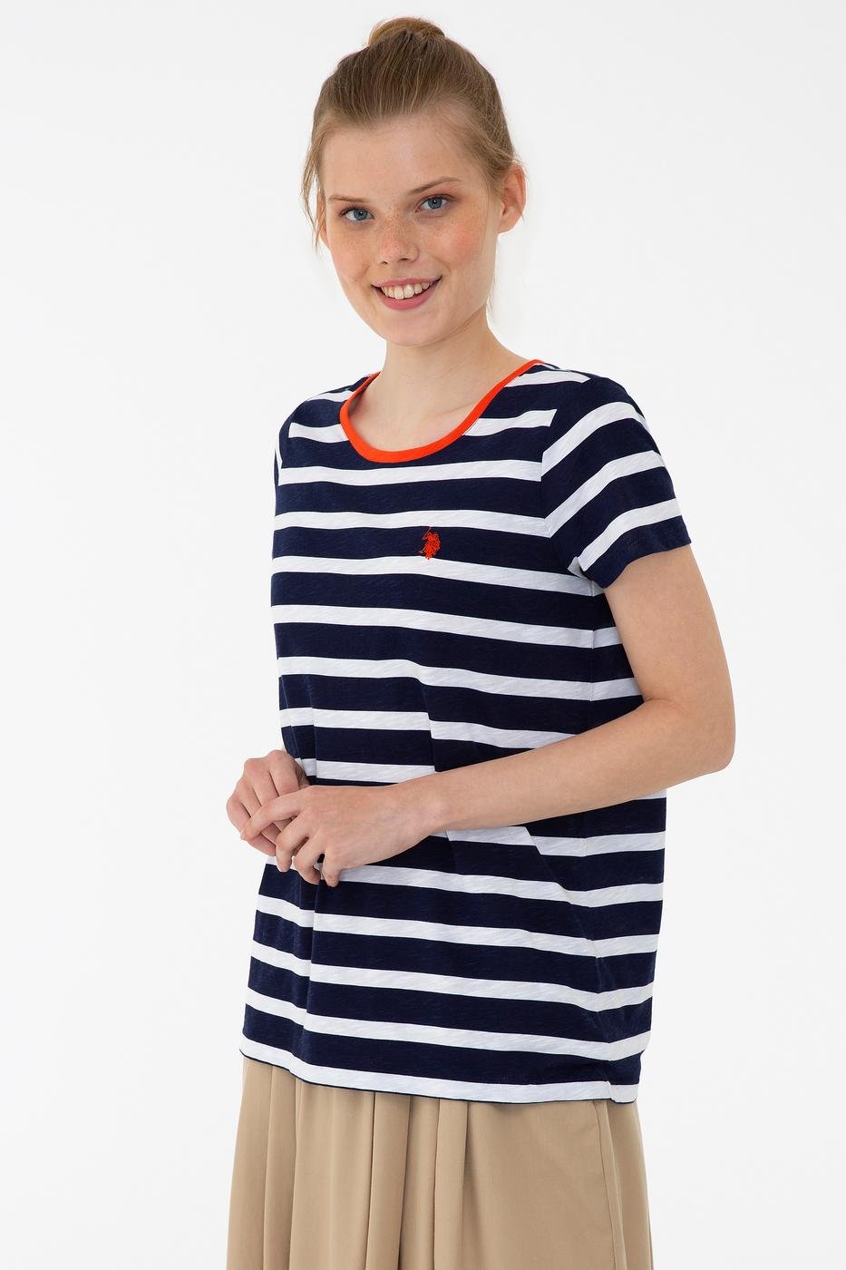 US Polo Assn. Crew Neck T-Shirt Logo Strips - Women
