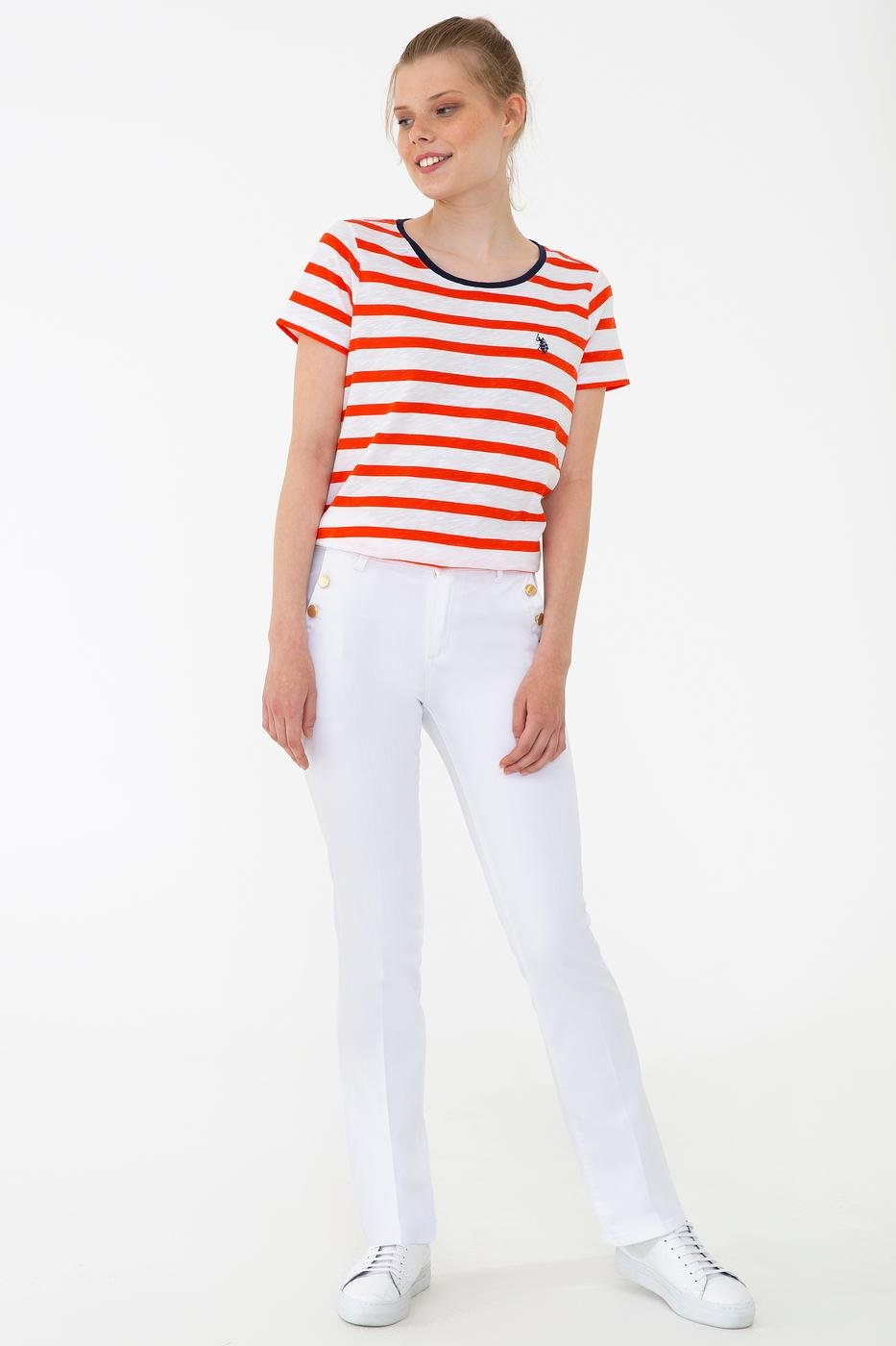 US Polo Assn. Crew Neck T-Shirt Logo Strips - Women