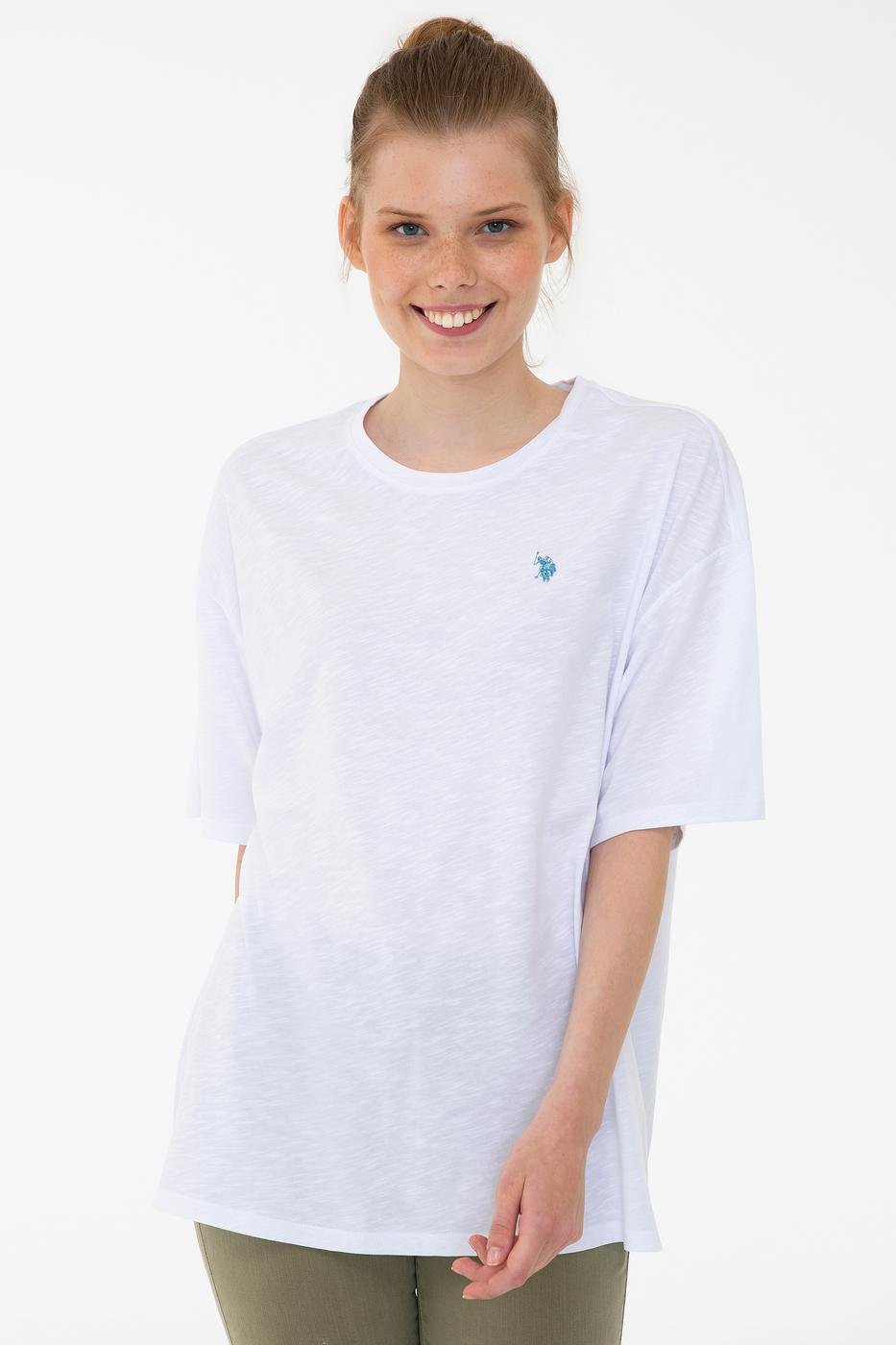 US Polo Assn. Crew Neck T-Shirt Blue Logo - Women