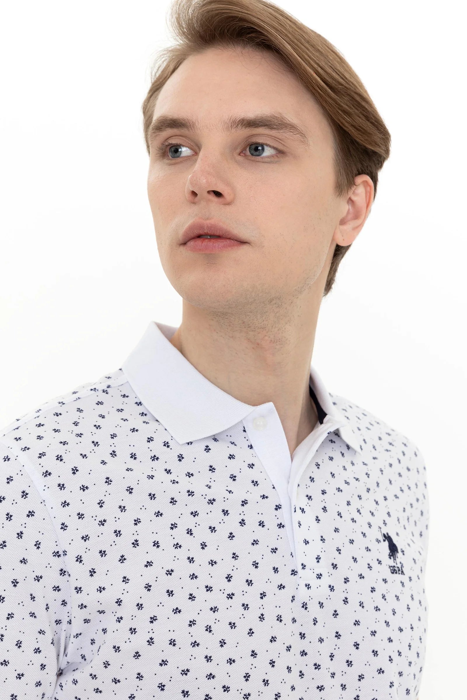 US Polo Assn. Printed Tree Branch Pattern Polo Neck T-Shirt - Men