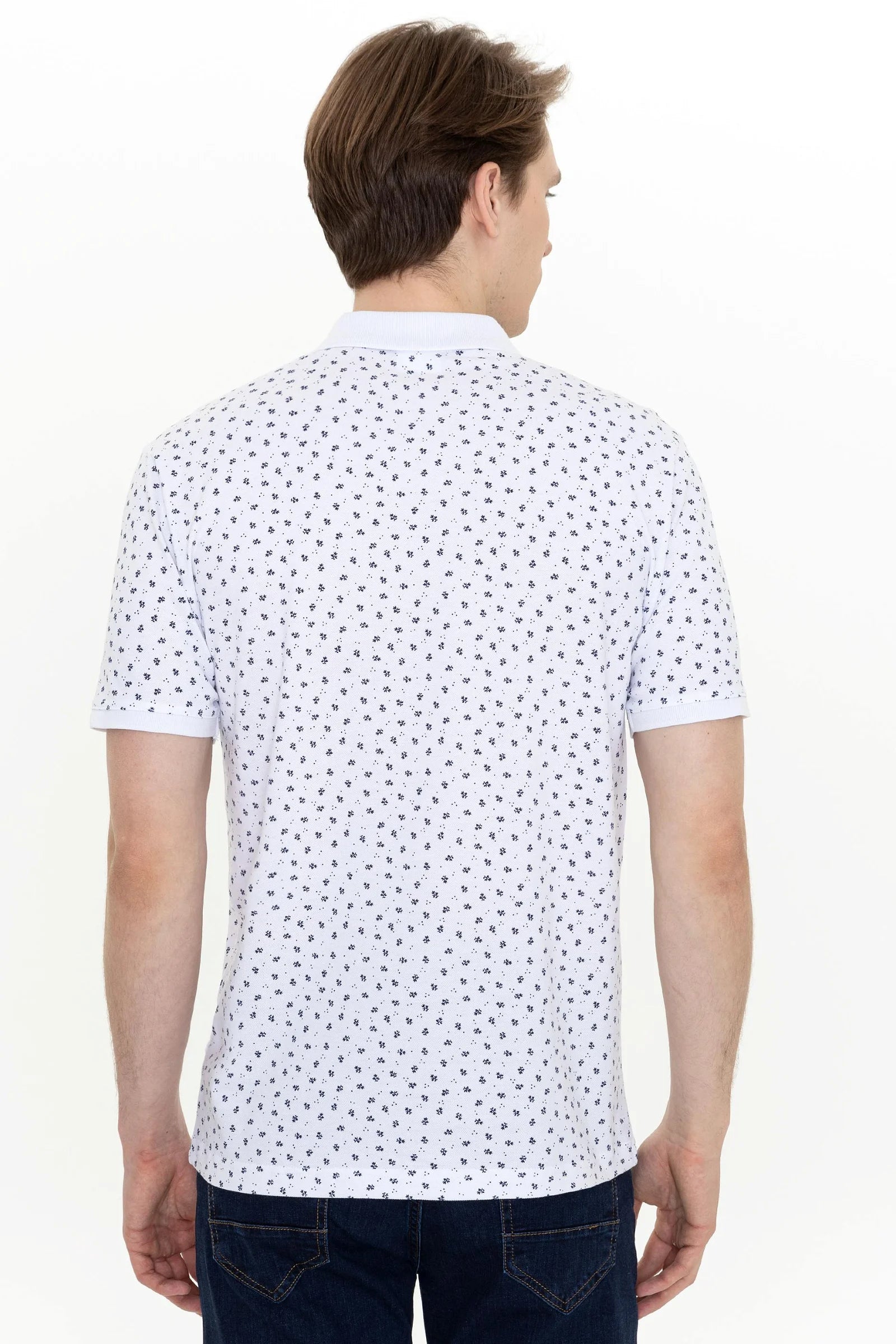 US Polo Assn. Printed Tree Branch Pattern Polo Neck T-Shirt - Men
