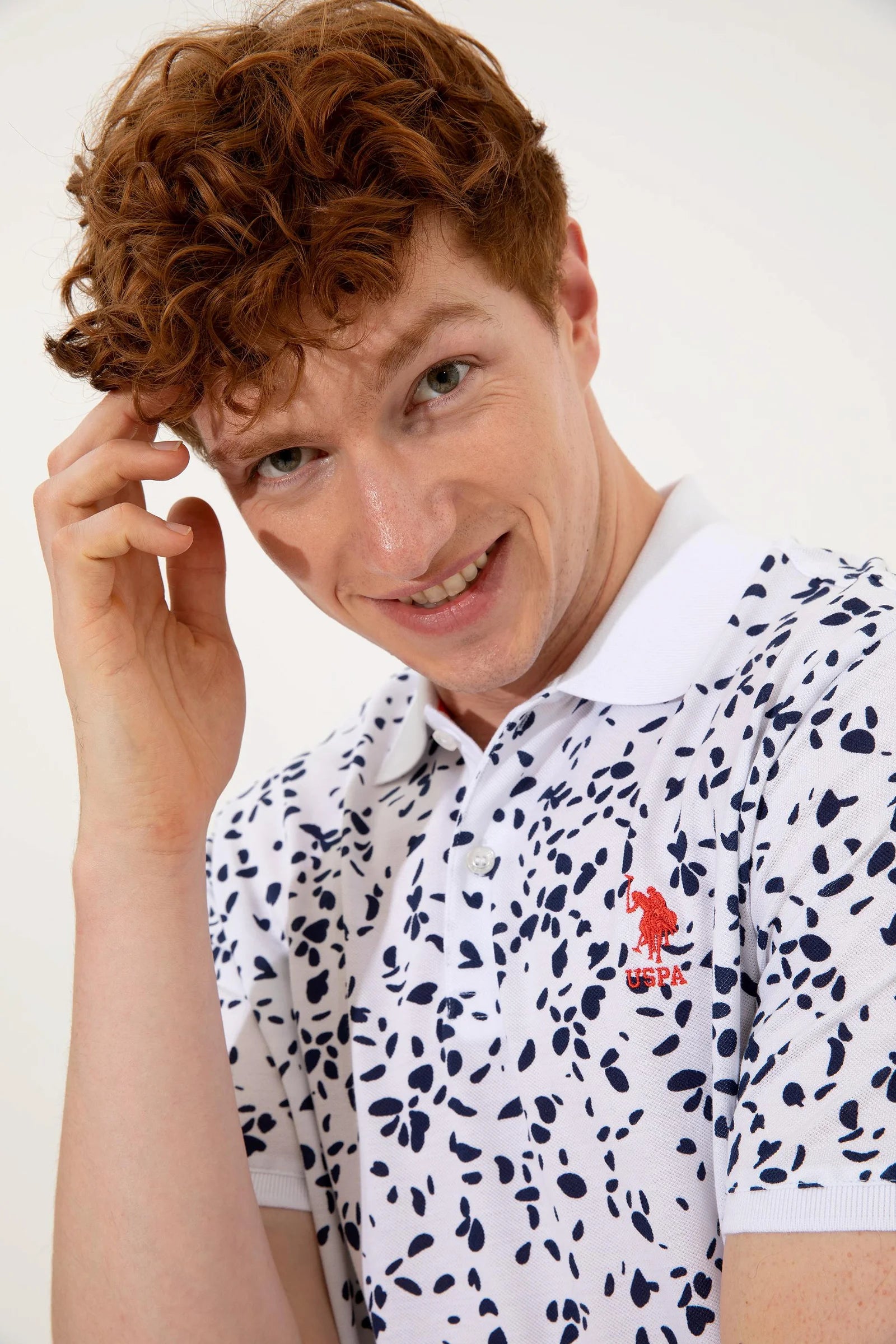 US Polo Assn. Printed Dotted Pattern Polo Neck T-Shirt - Men
