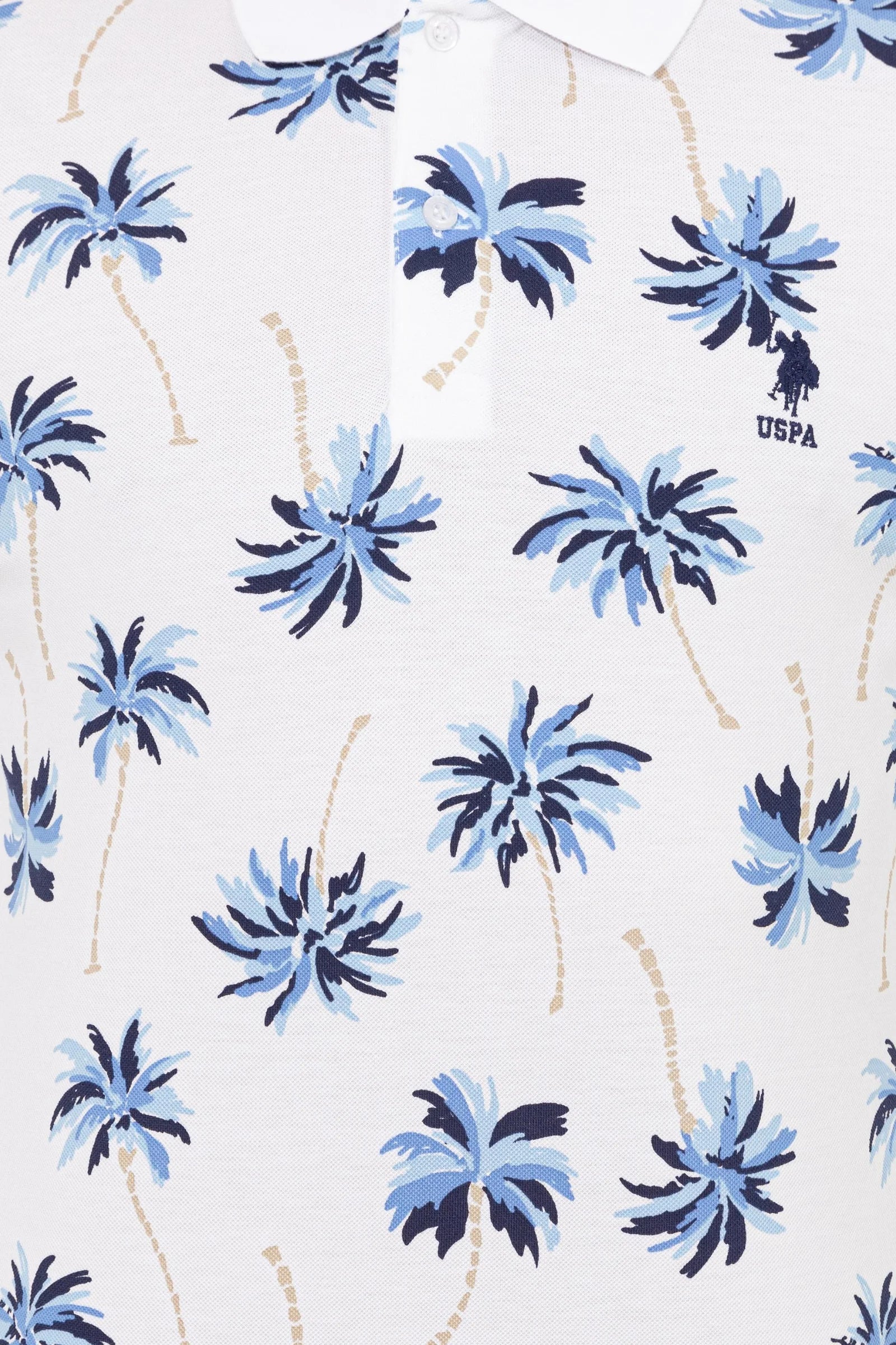 US Polo Assn. Printed Palm Tree Pattern Polo Neck T-Shirt - Men