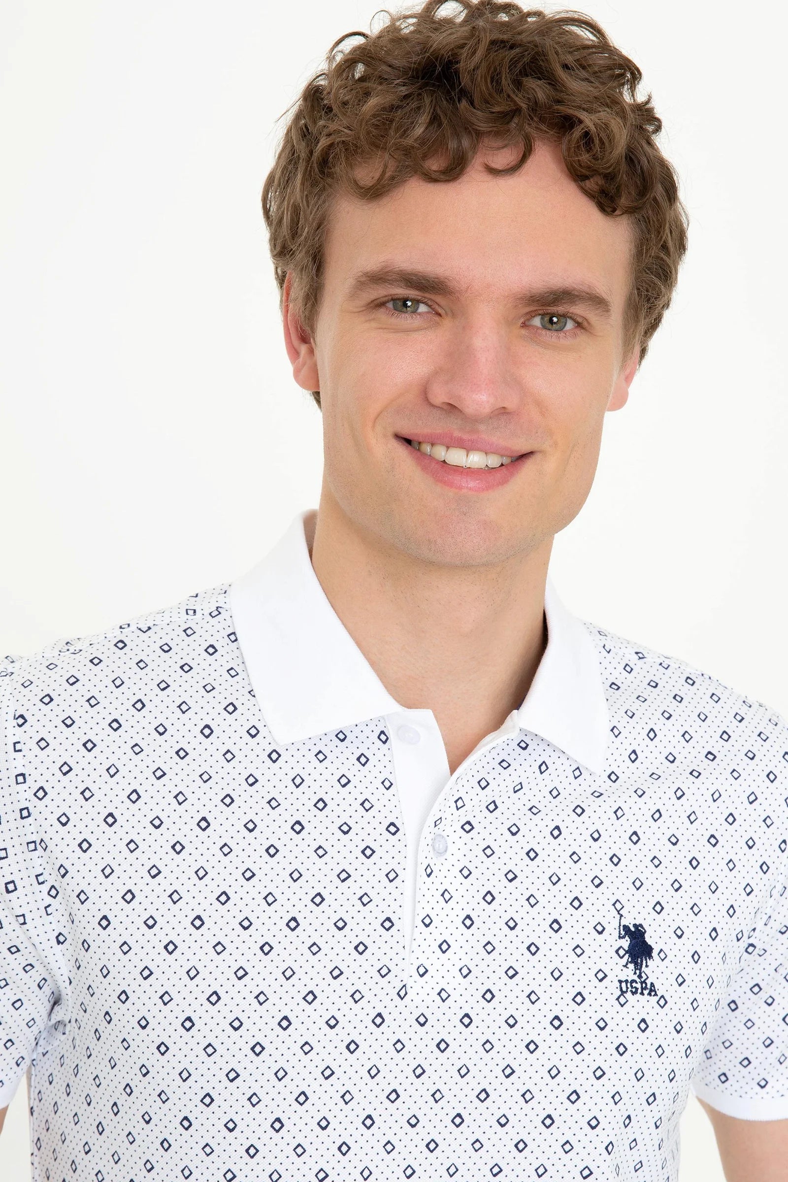 US Polo Assn. Printed Small Dots Pattern Polo Neck T-Shirt - Men