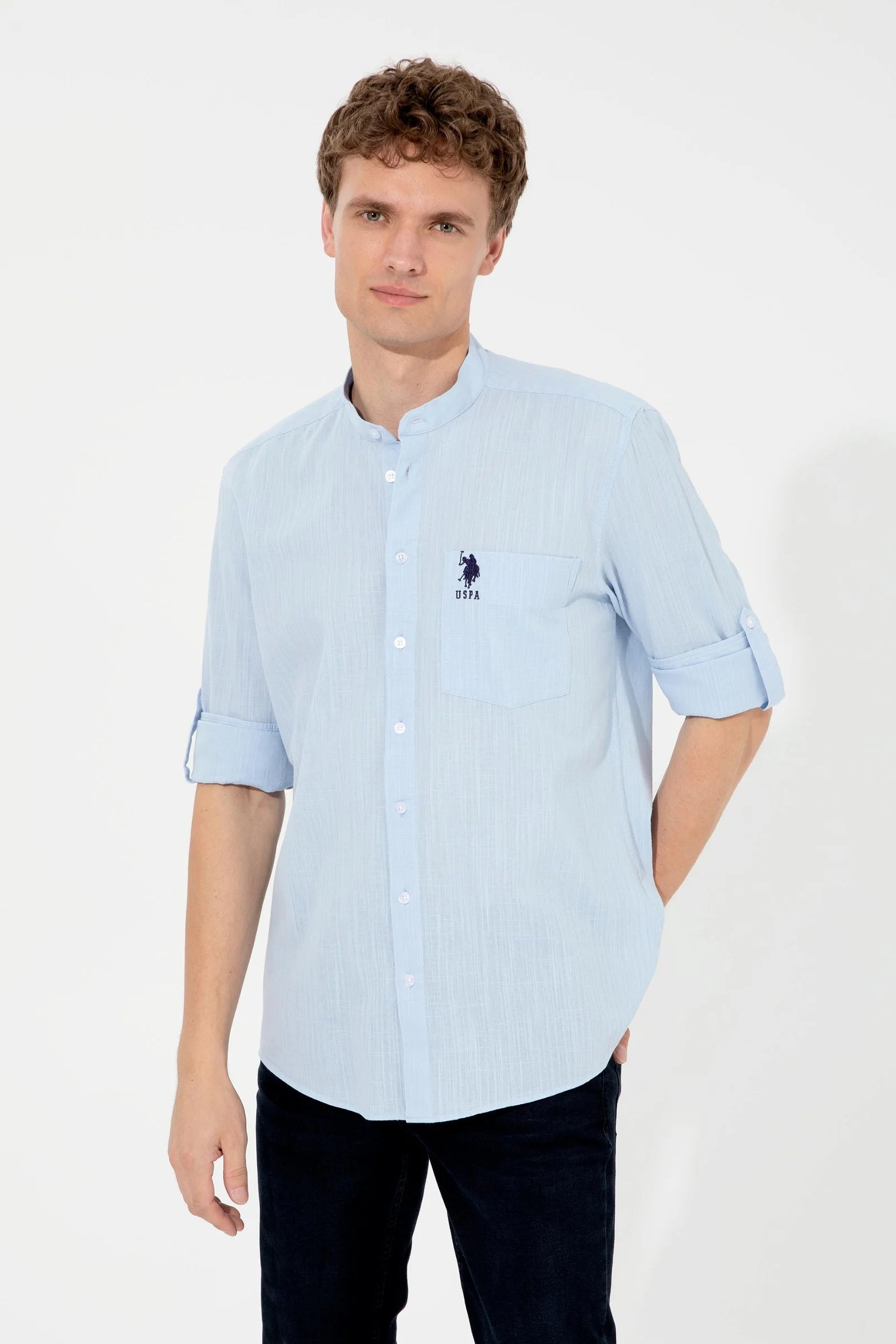 US Polo Assn. Men Shirts Light Blue- Oshoplin