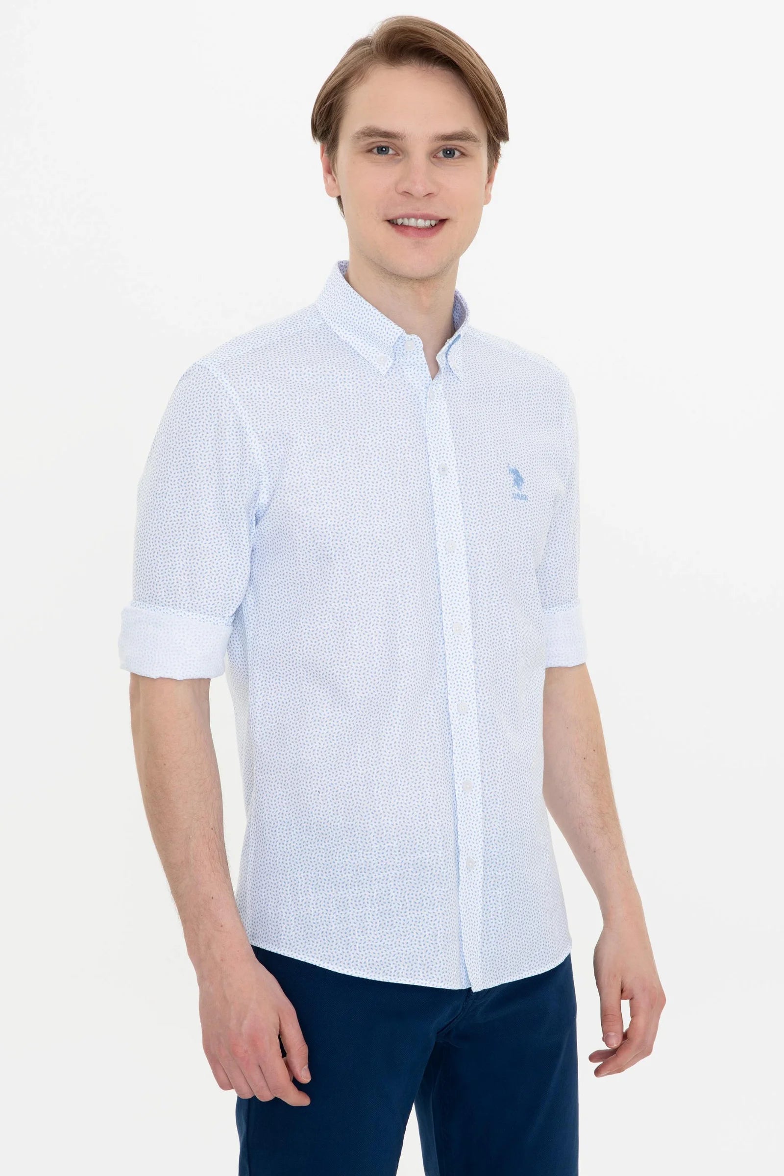 US Polo Assn. Printed Dotted Pattern Shirt Long Sleeve - Men