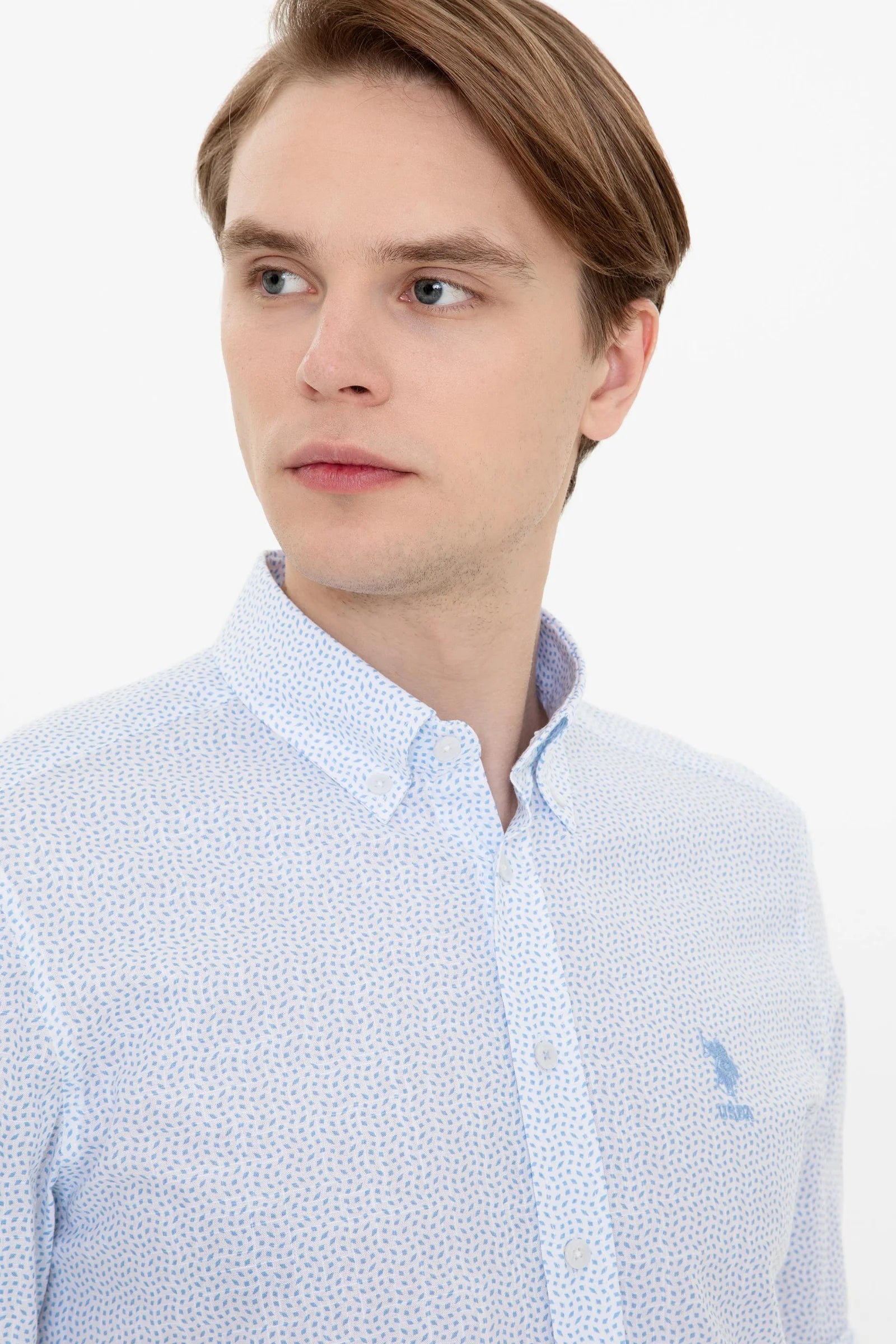 US Polo Assn. Printed Dotted Pattern Shirt Long Sleeve - Men
