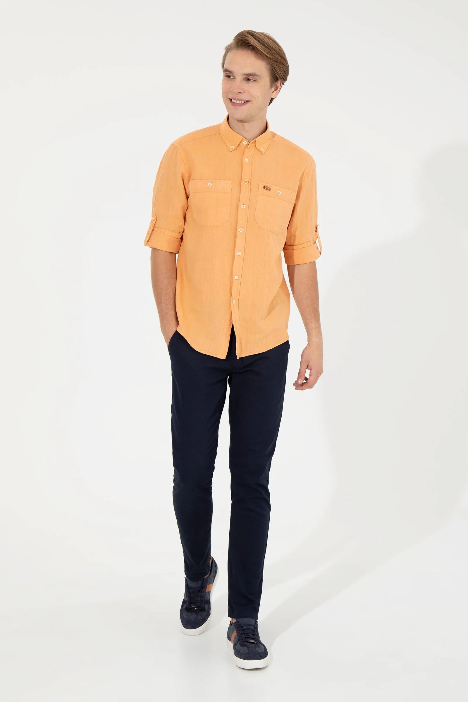 US Polo Assn. Men Shirts Melon- Oshoplin