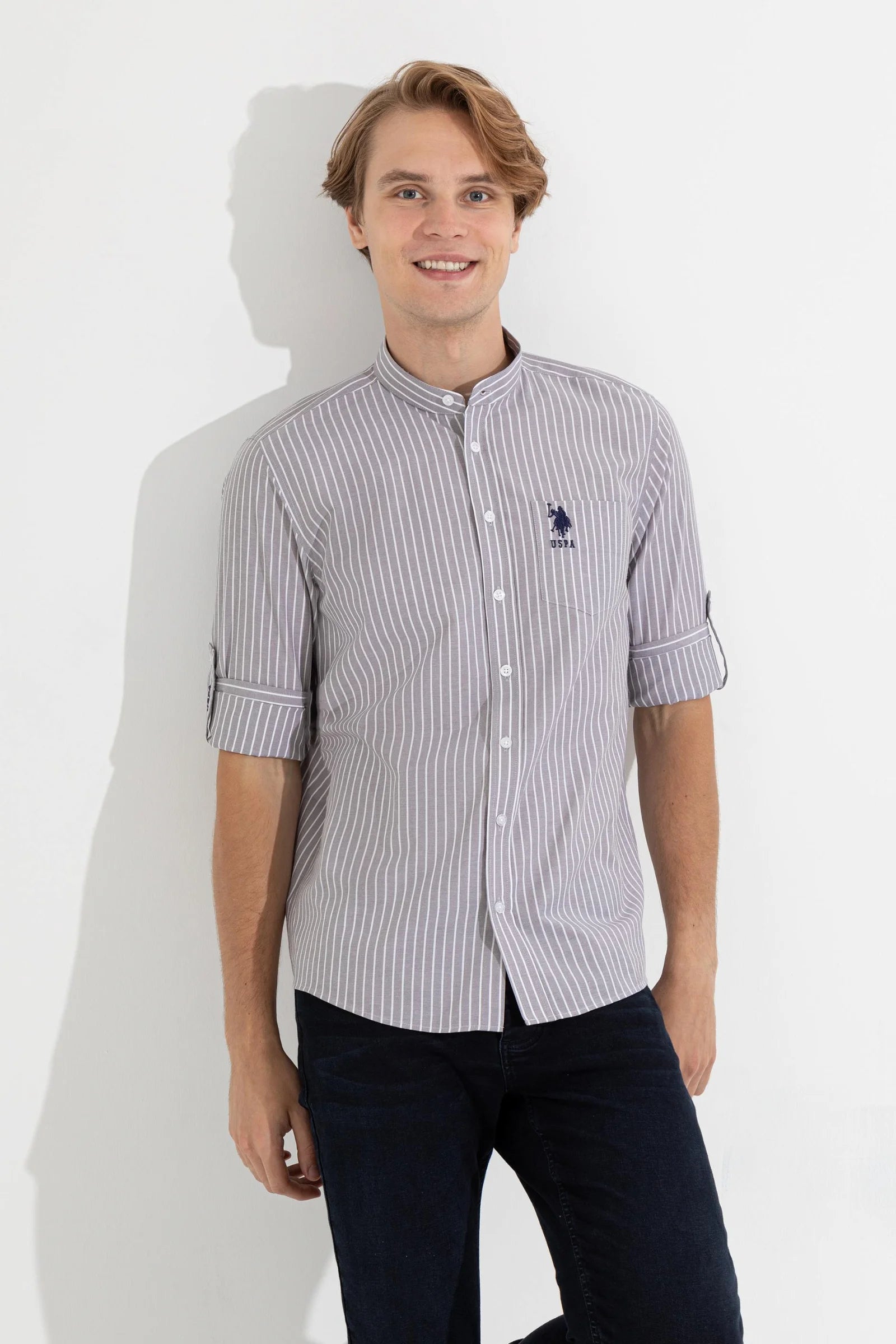 US Polo Assn. Men Shirts Gray- Oshoplin
