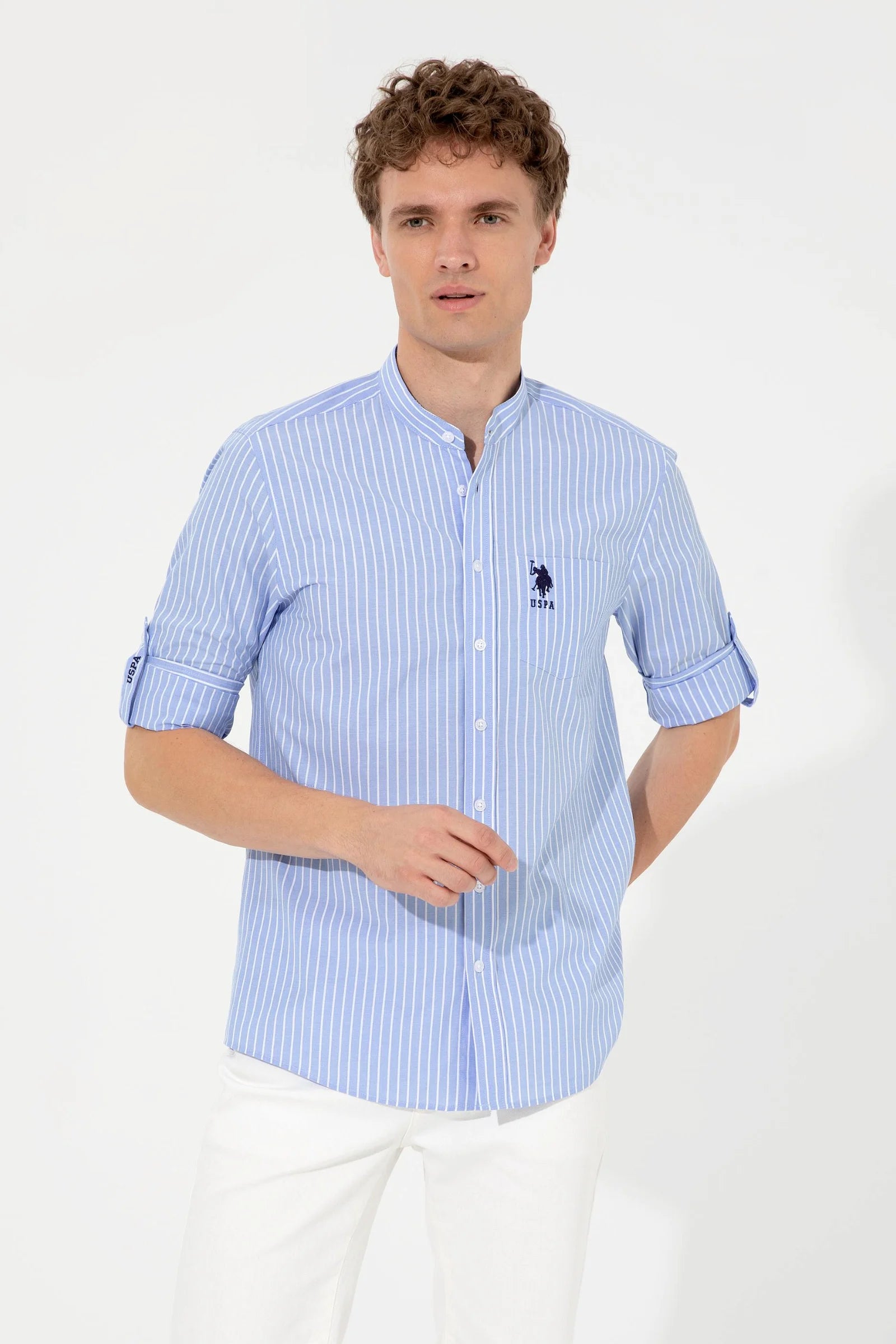 US Polo Assn. Strips Regular Shirt Long Sleeve With A Single Pocket - Men