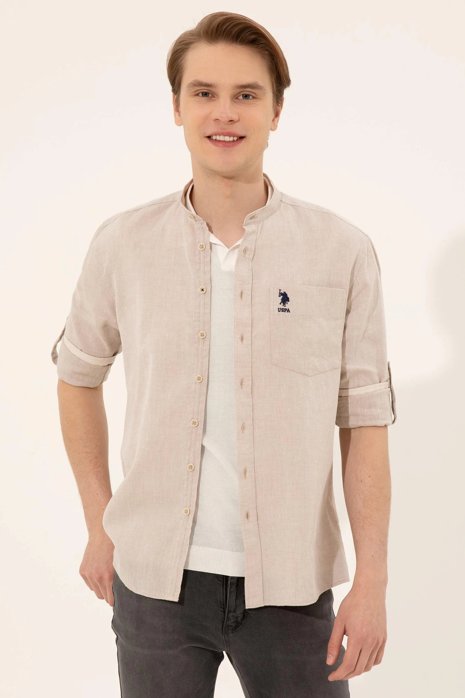 US Polo Assn. Regular Shirt Long Sleeve With A Single Pocket Small USPA Logo - Men