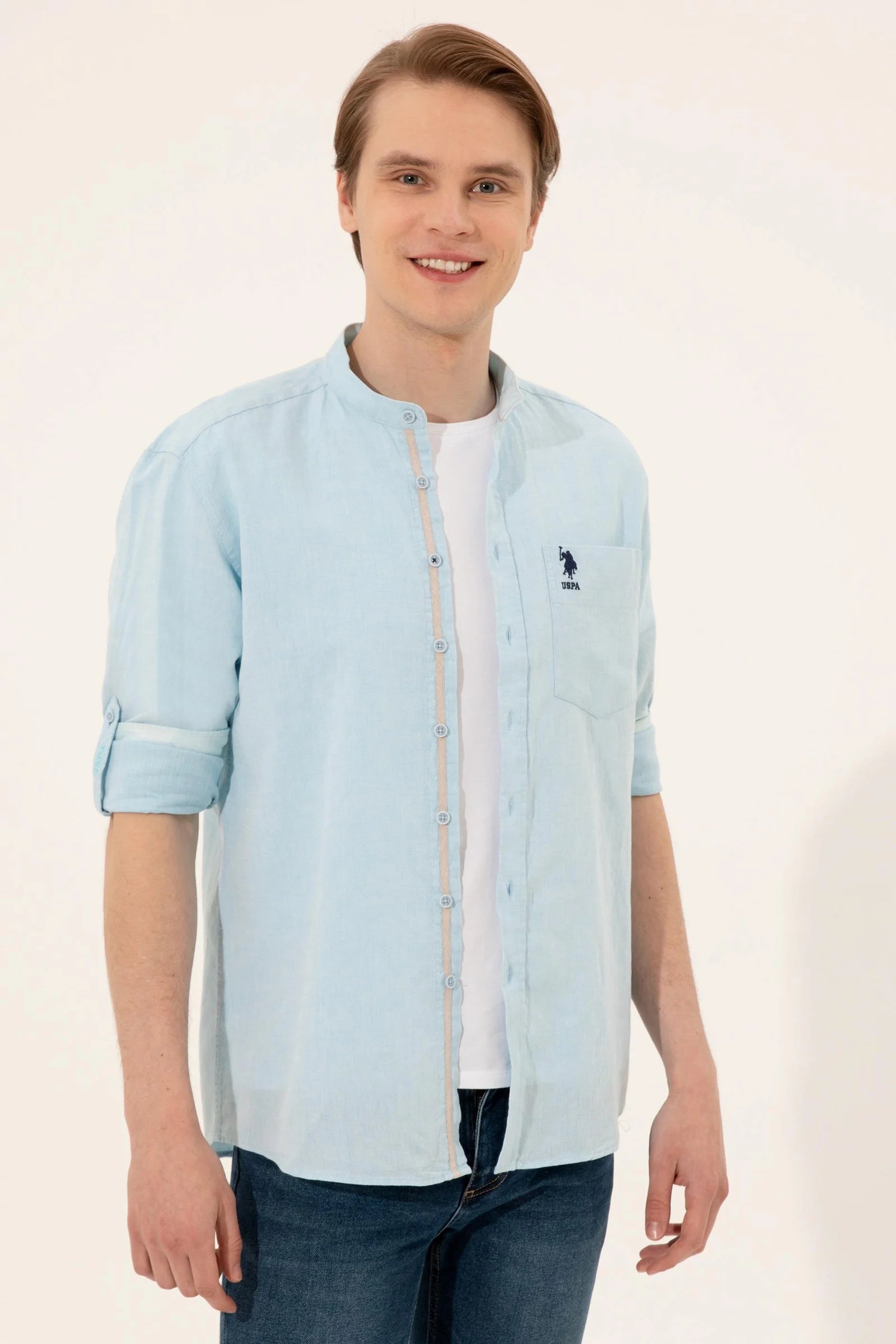 US Polo Assn. Regular Shirt Long Sleeve With A Single Pocket Small USPA Logo - Men