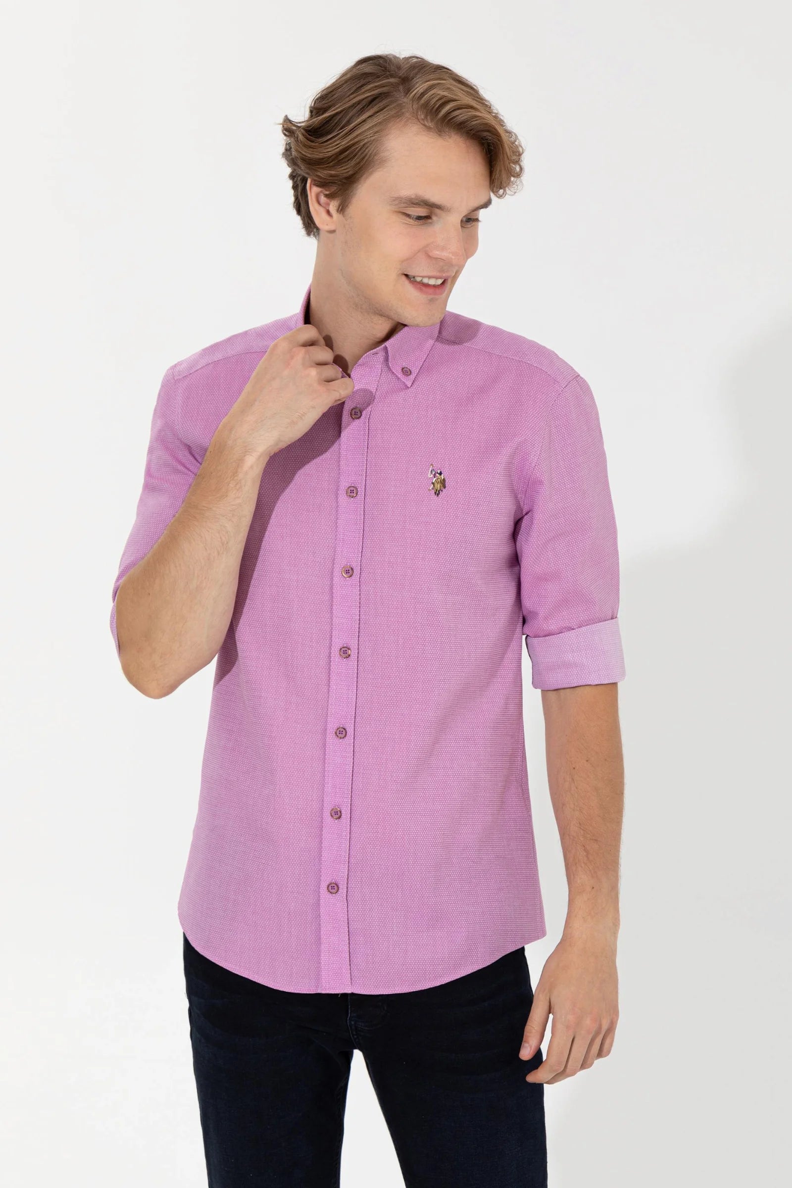 US Polo Assn. Slim Plain Shirt Long Sleeve Small Logo - Men