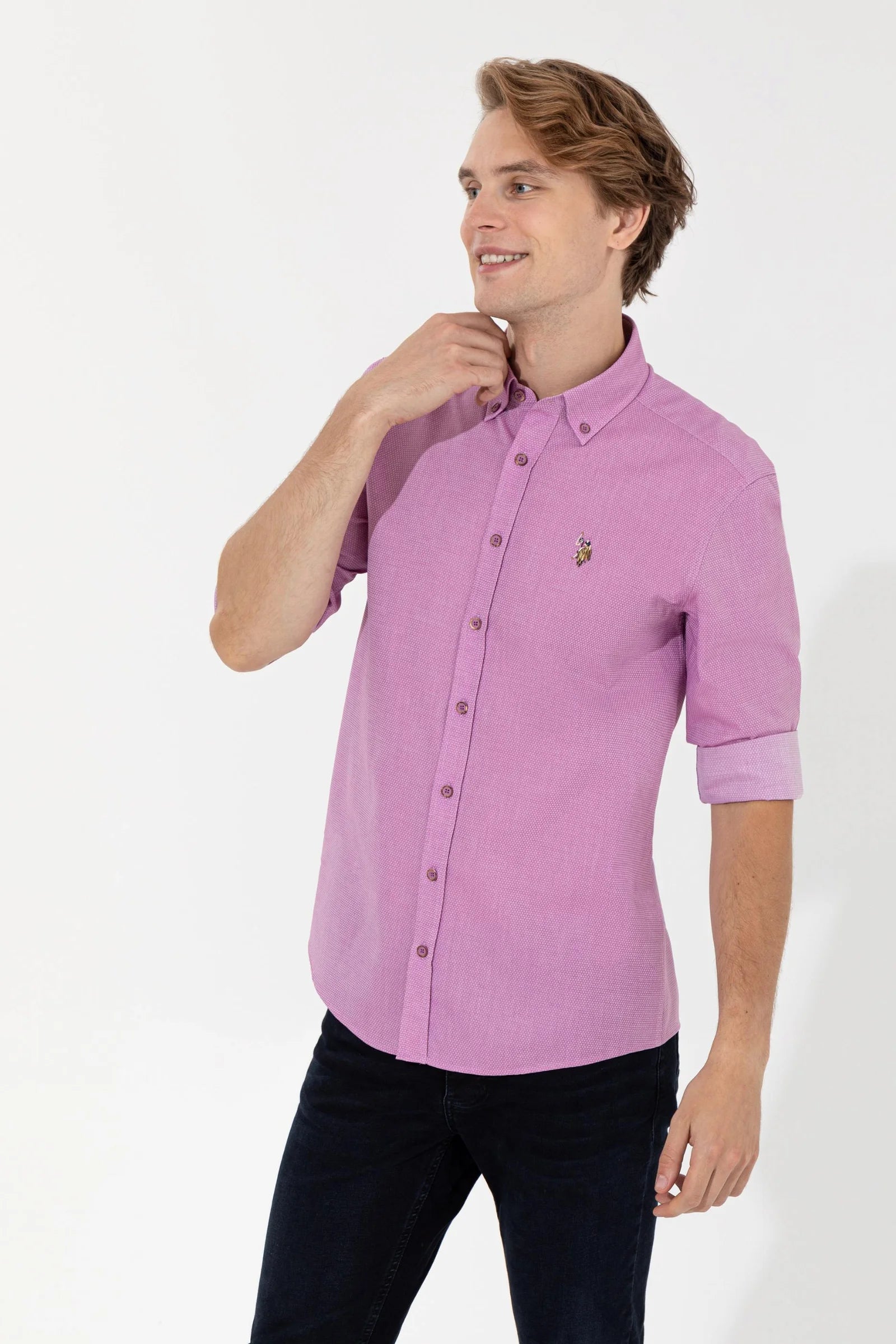 US Polo Assn. Slim Plain Shirt Long Sleeve Small Logo - Men